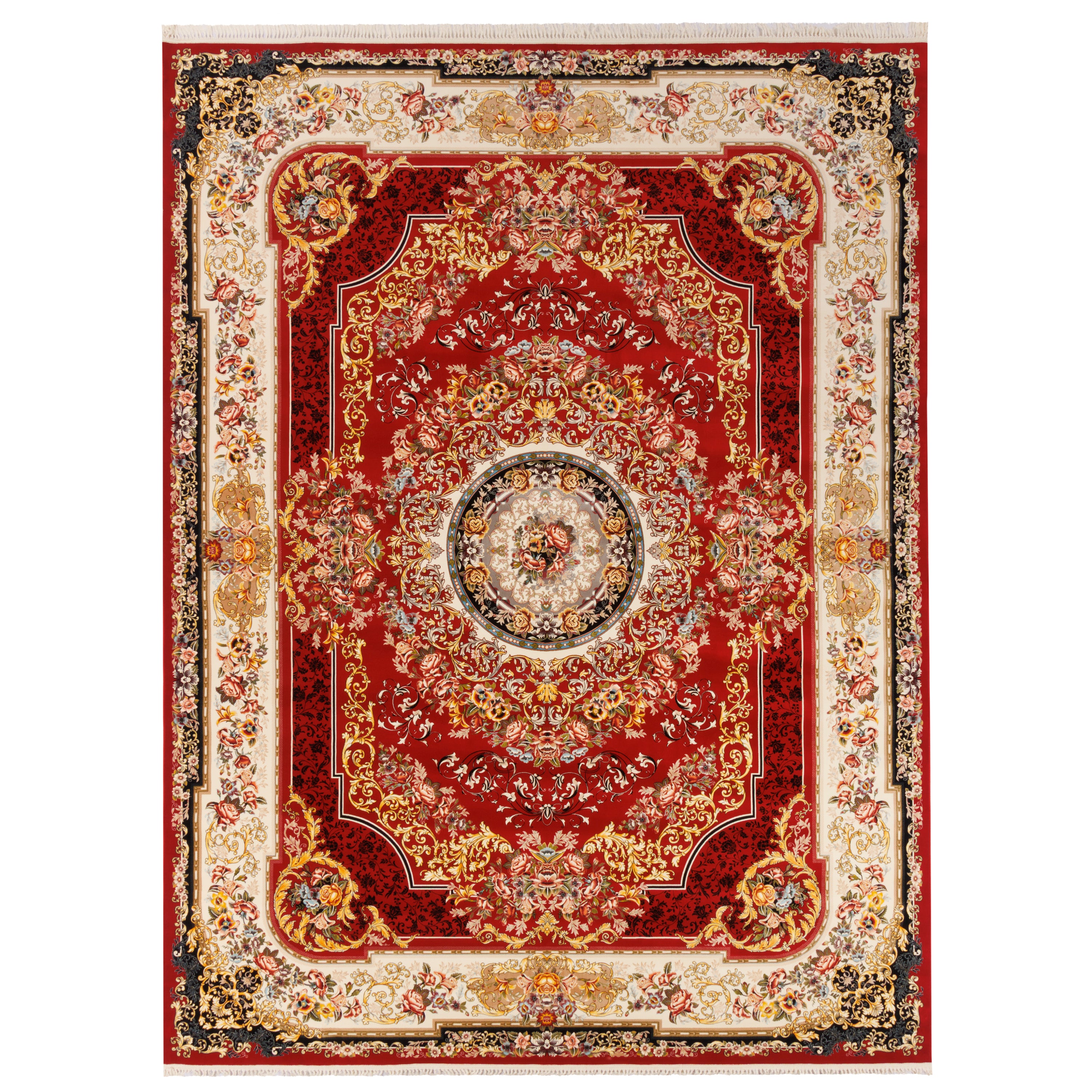 Machine-made Rug, Flowers & Leaves Medallion & Corner, Acrylic, SPU 100008