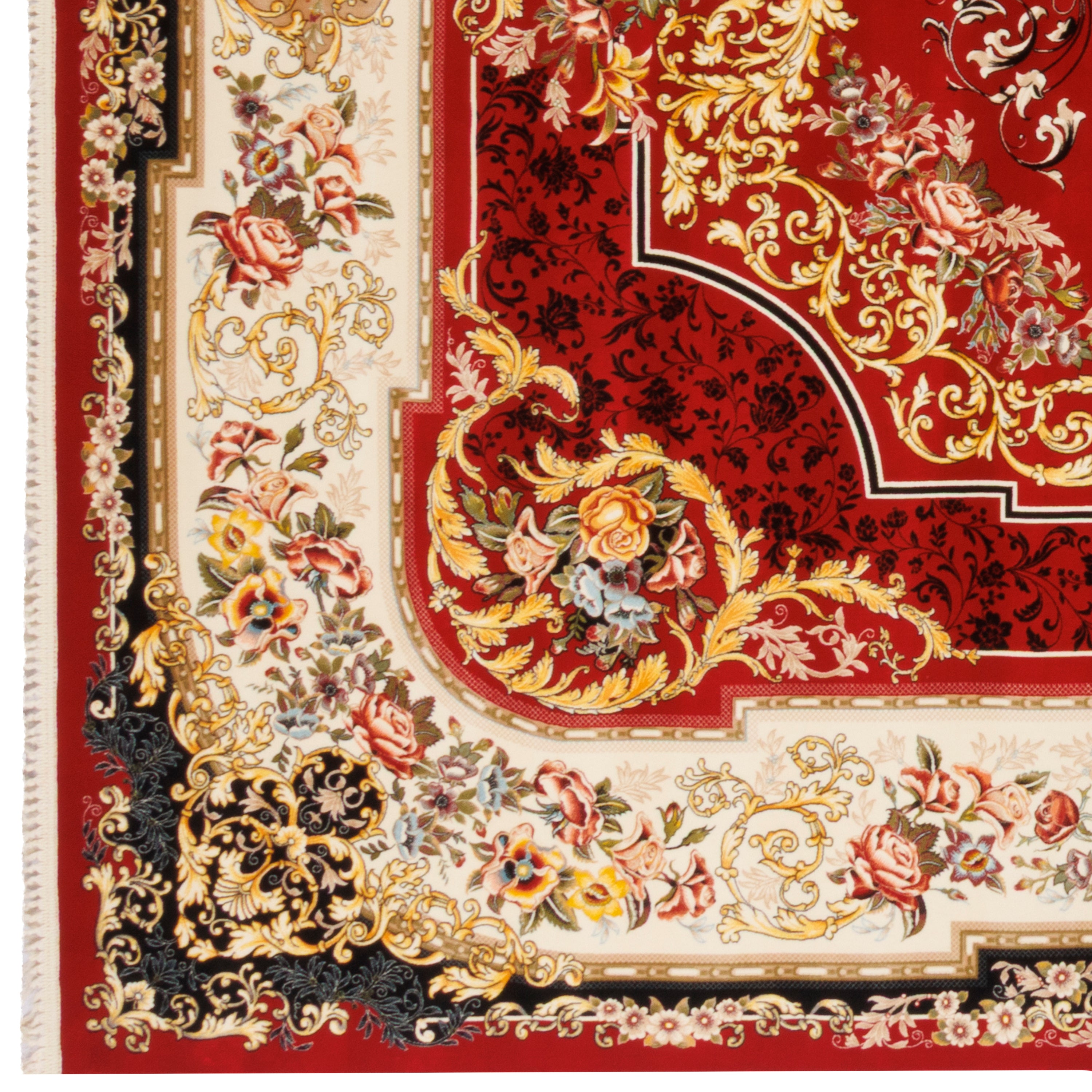 Machine-made Rug, Flowers & Leaves Medallion & Corner, Acrylic, SPU 100008