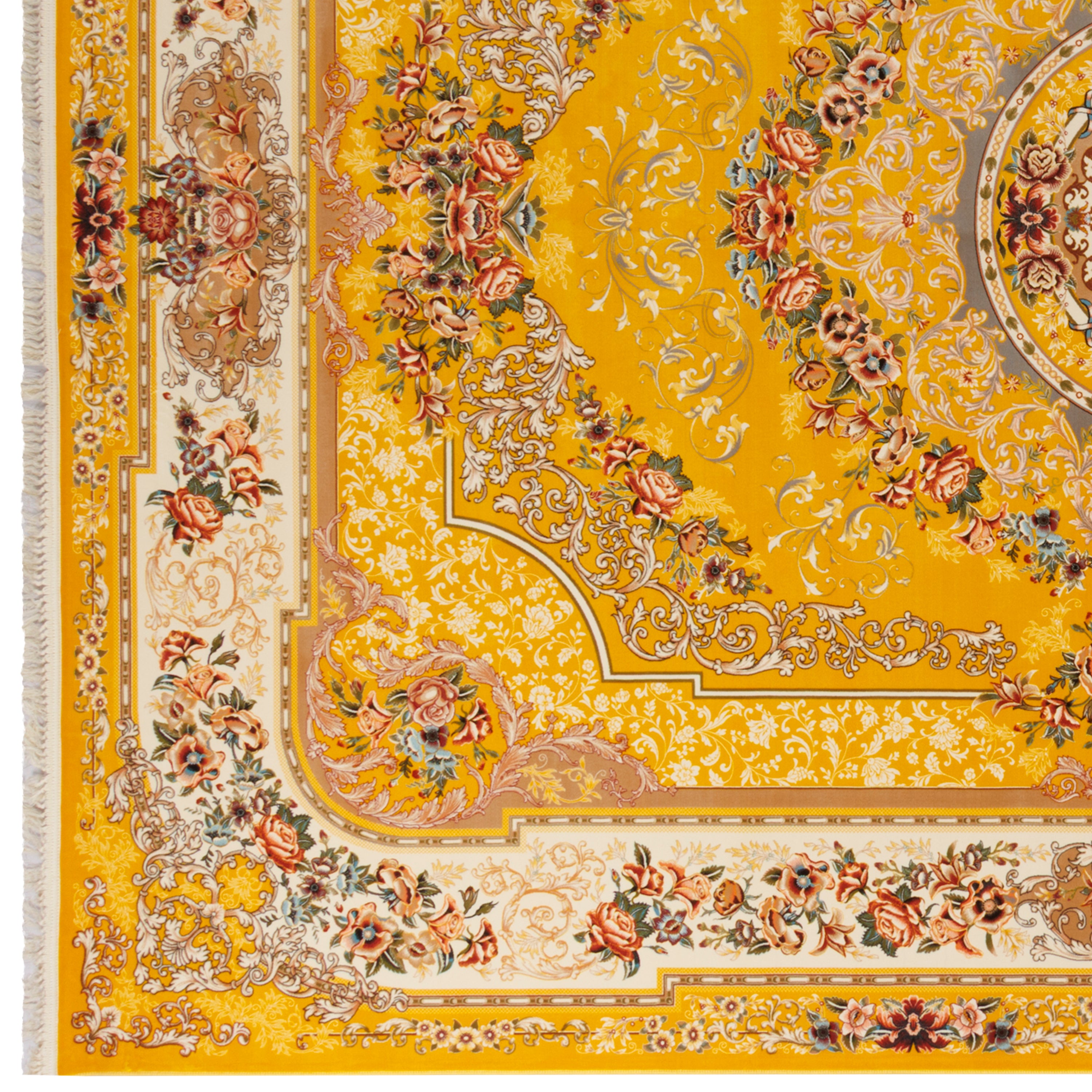 Machine-made Rug, Flowers & Leaves Medallion & Corner, Acrylic, SPU 100008