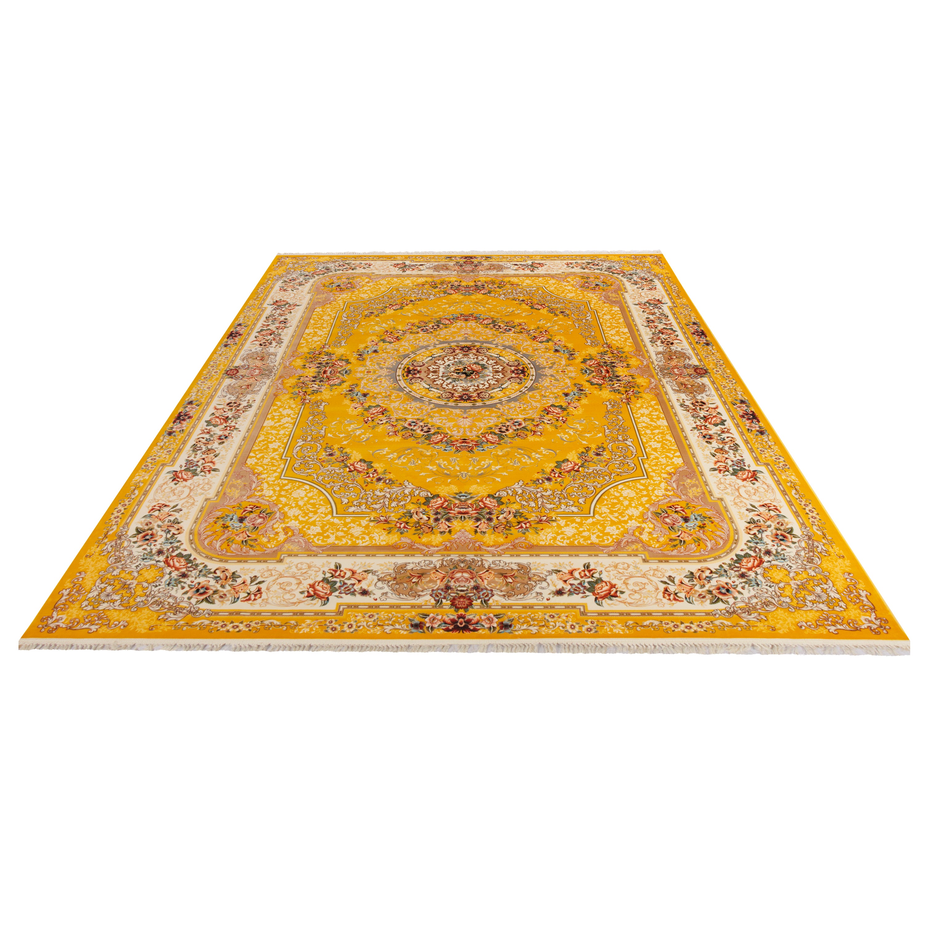 Machine-made Rug, Flowers & Leaves Medallion & Corner, Acrylic, SPU 100008