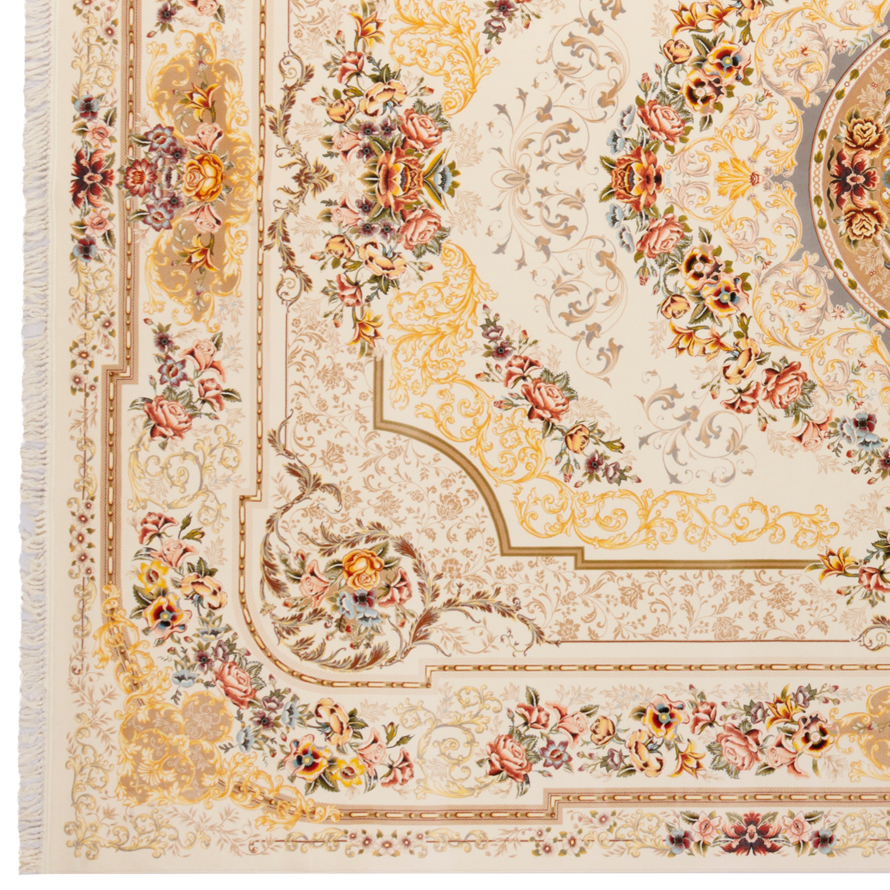 Machine-made Rug, Flowers & Leaves Medallion & Corner, Acrylic, SPU 100008