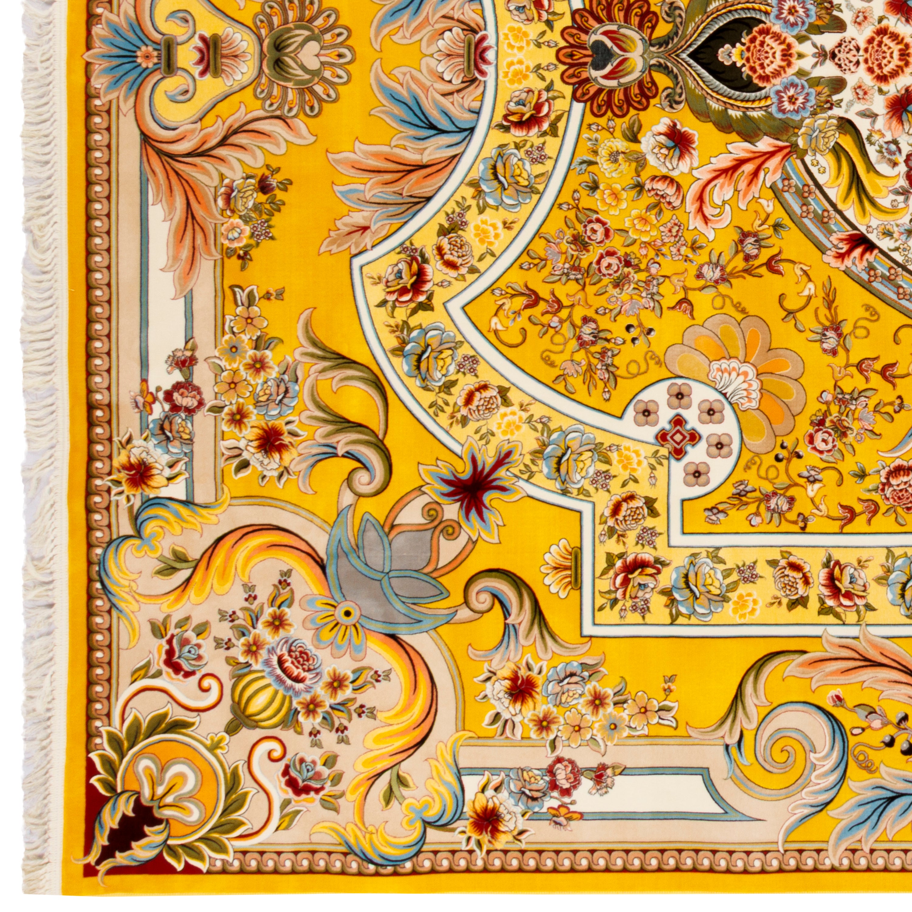 Machine-made Rug, Flowers & Leaves Medallion & Corner, Acrylic, SPU 100018