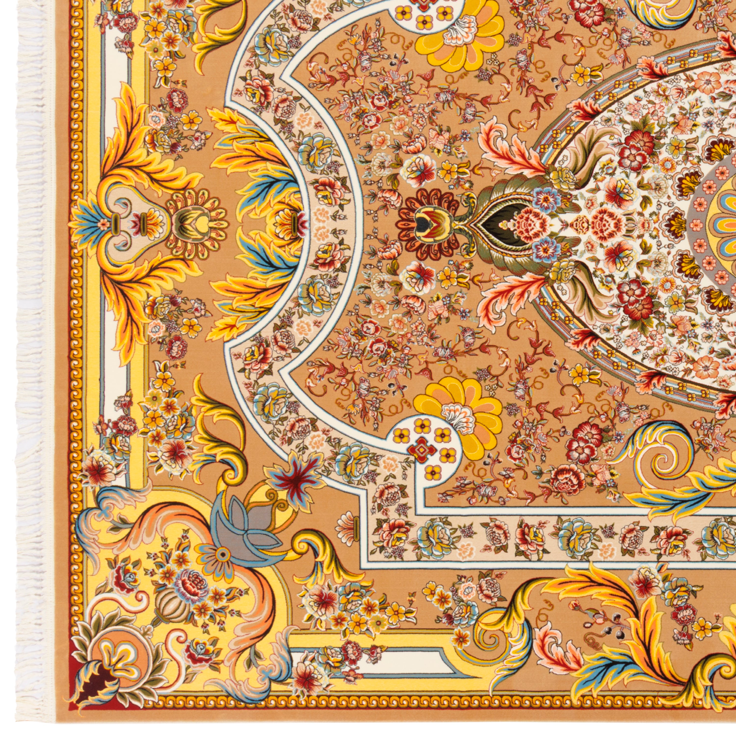 Machine-made Rug, Flowers & Leaves Medallion & Corner, Acrylic, SPU 100018