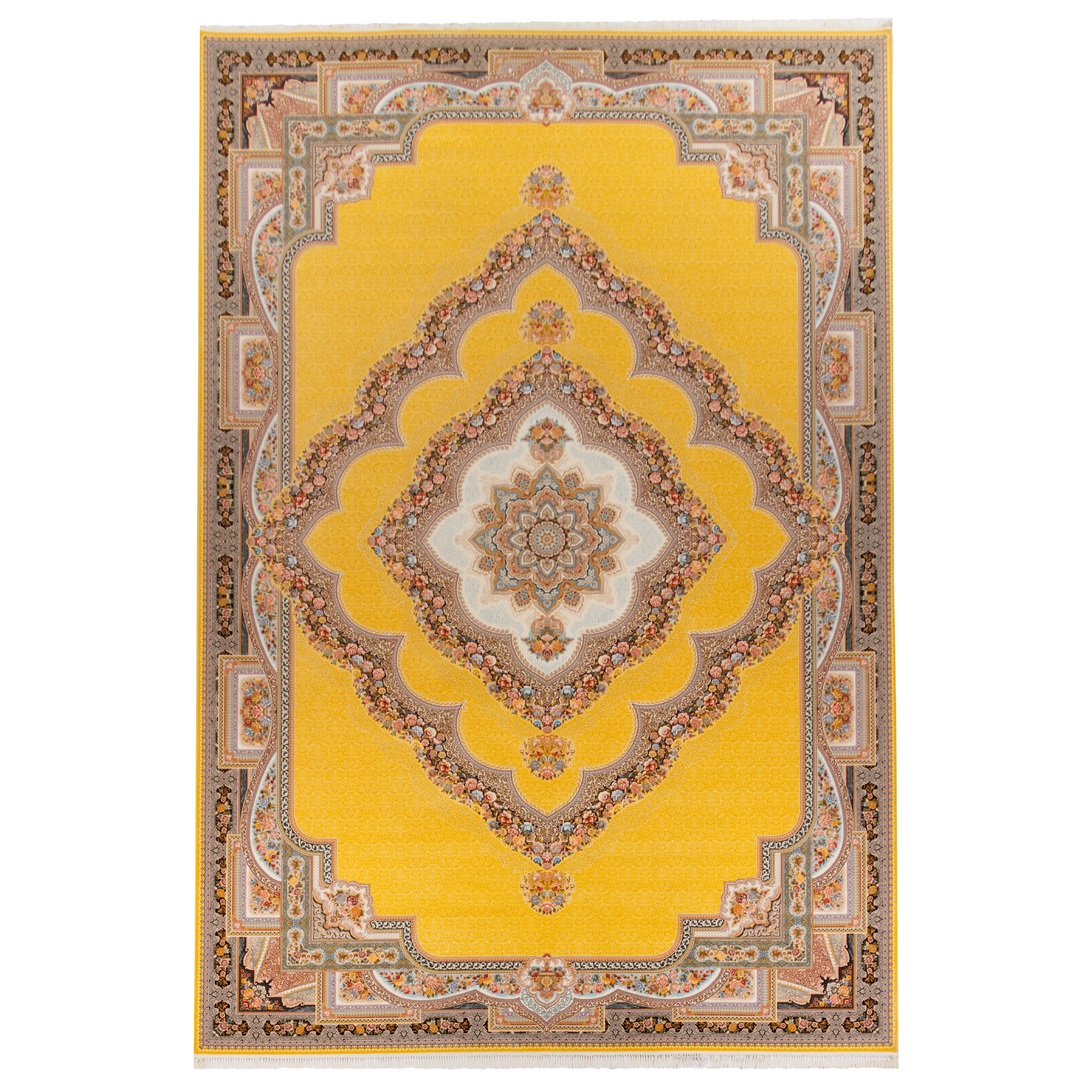 Machine-made Rug, Flowers & Leaves Medallion & Corner, Acrylic, SPU 100047