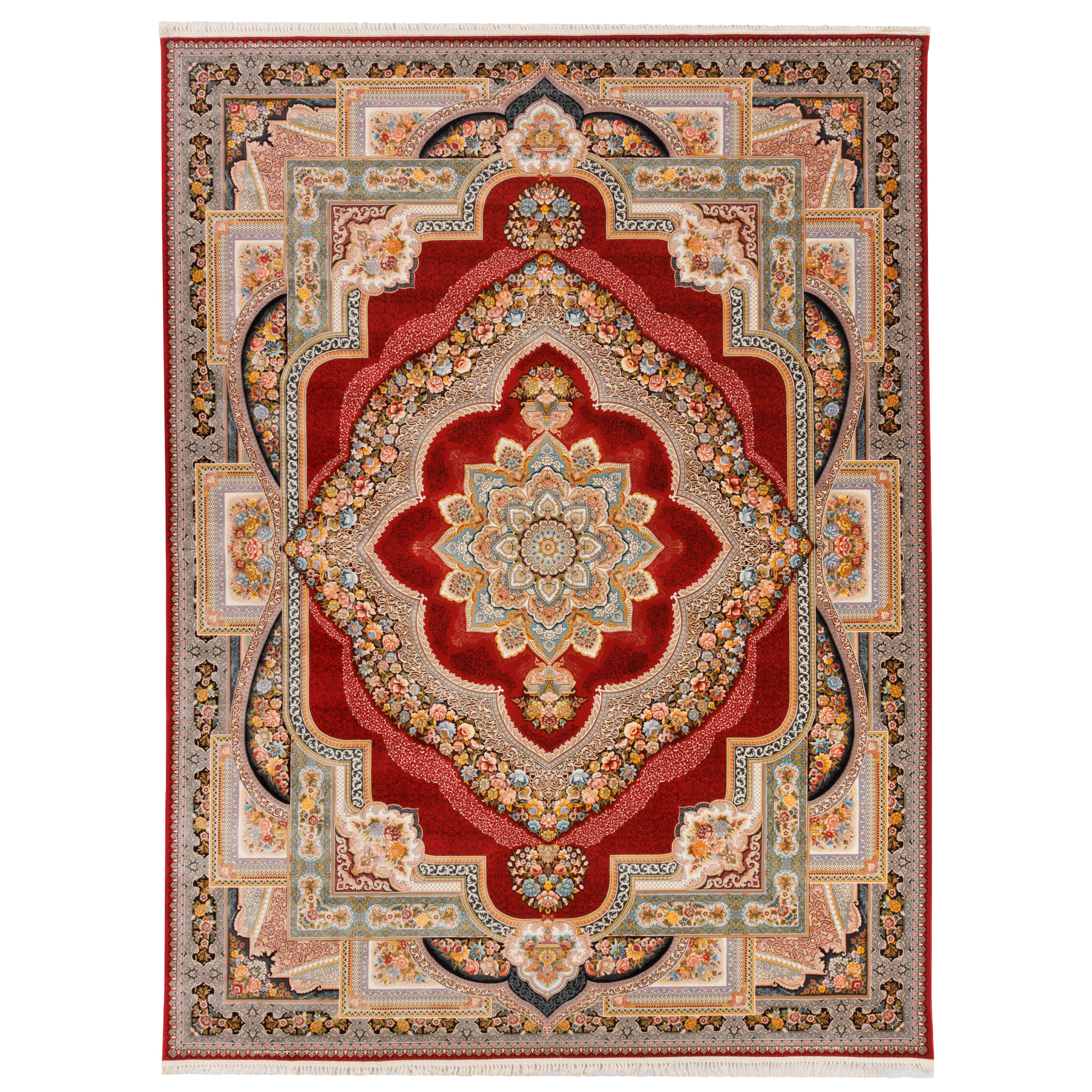 Machine-made Rug, Flowers & Leaves Medallion & Corner, Acrylic, SPU 100047