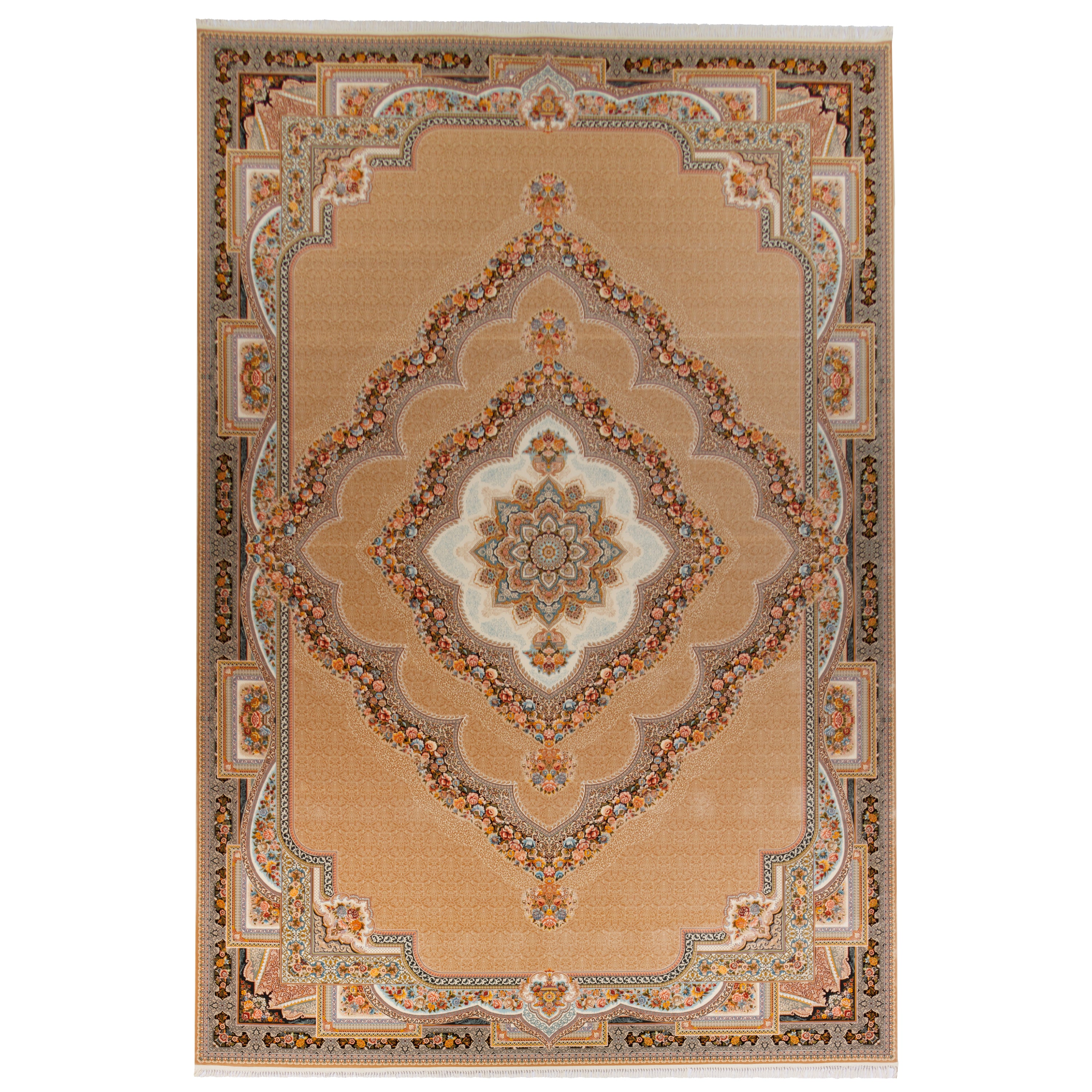 Machine-made Rug, Flowers & Leaves Medallion & Corner, Acrylic, SPU 100047