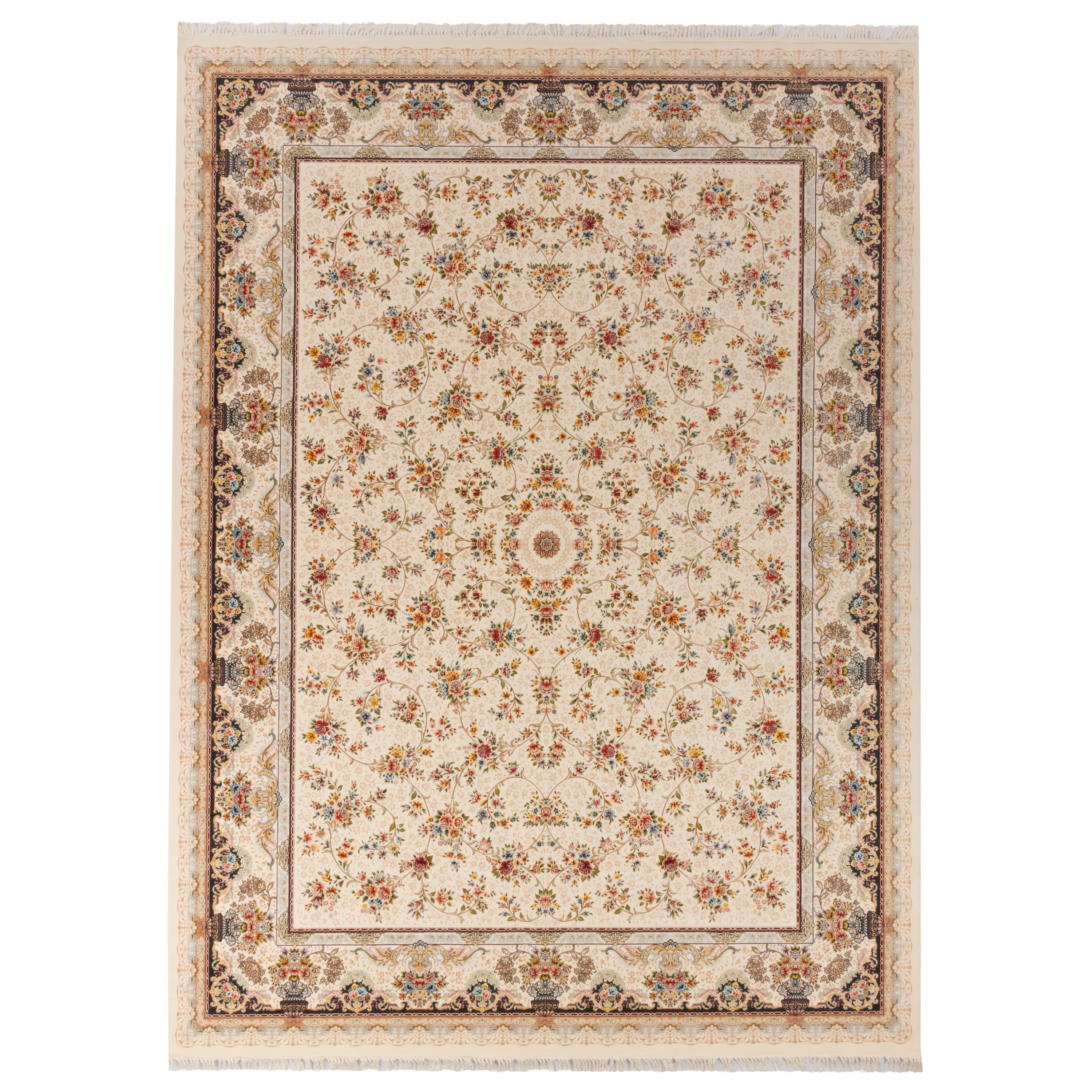 Machine-made Rug, Flowers & Leaves Scattered, Acrylic, SPU 100054