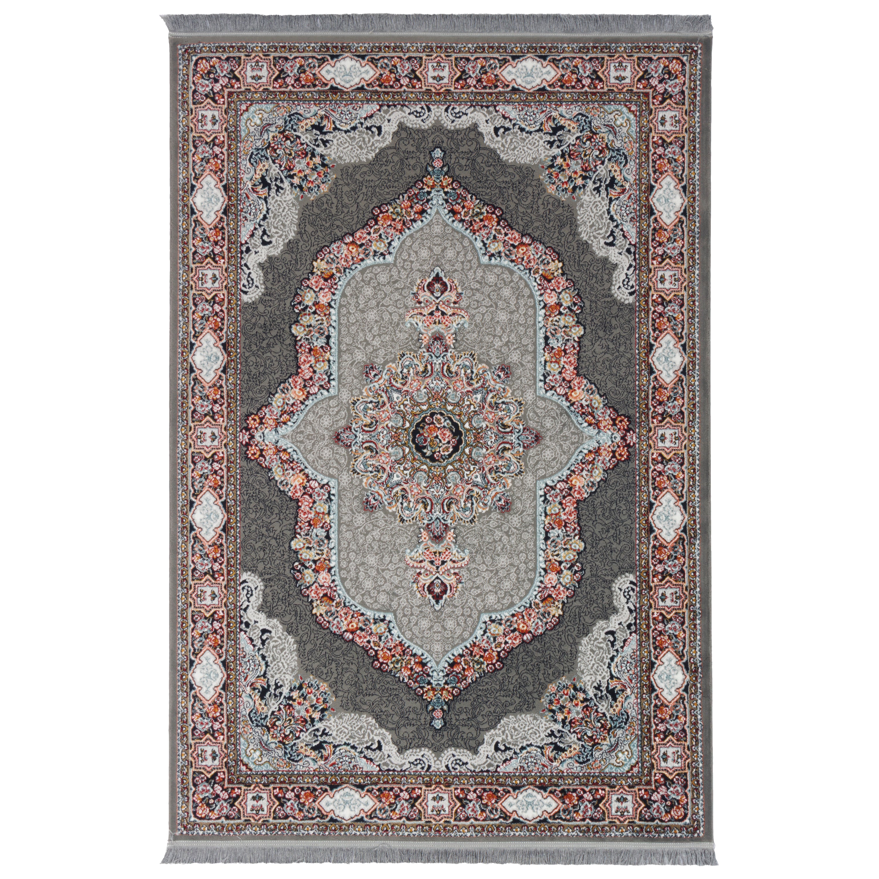Machine-made Rug, Flowers & Leaves Medallion & Corner, Polyester & Linen, SPU 400149