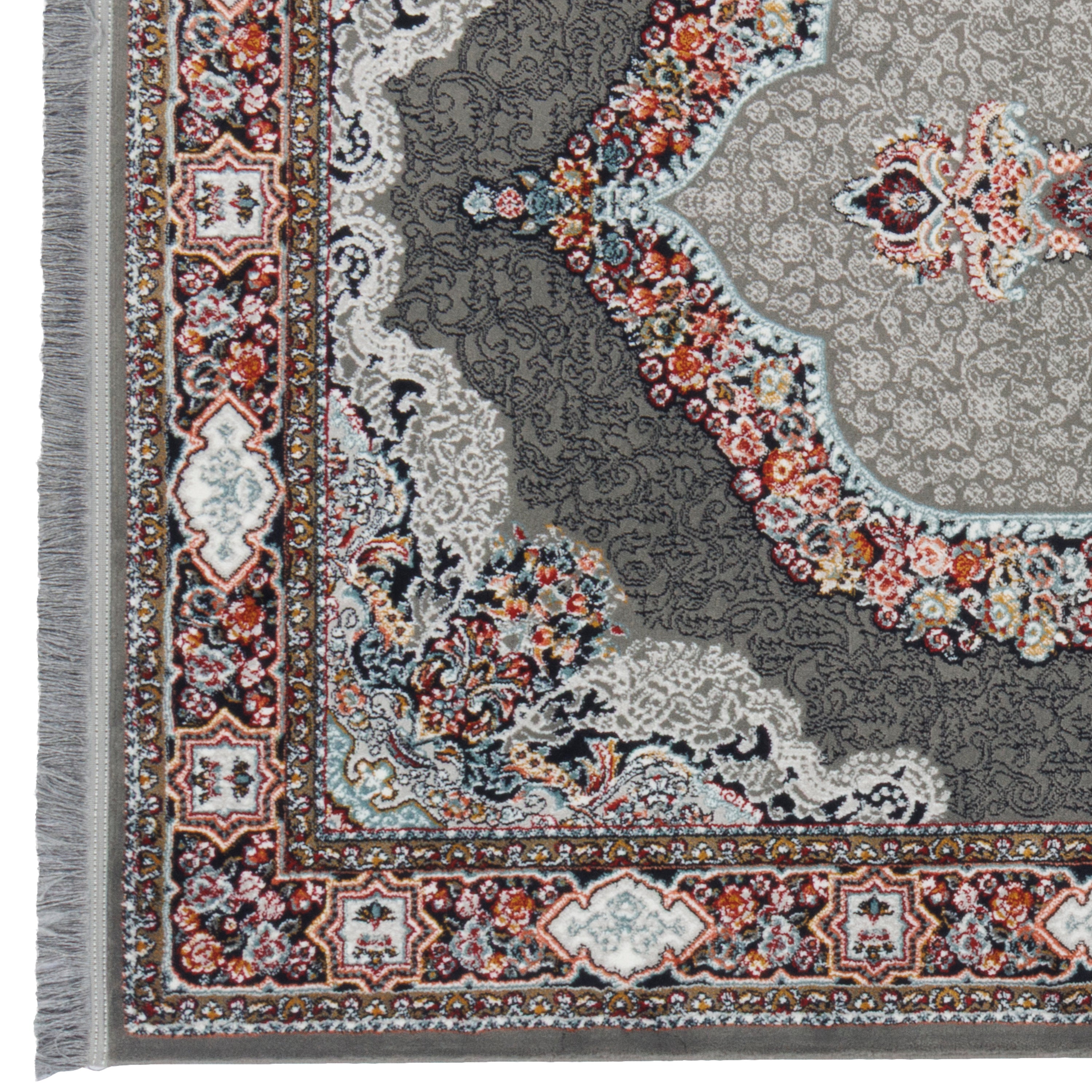 Machine-made Rug, Flowers & Leaves Medallion & Corner, Polyester & Linen, SPU 400149