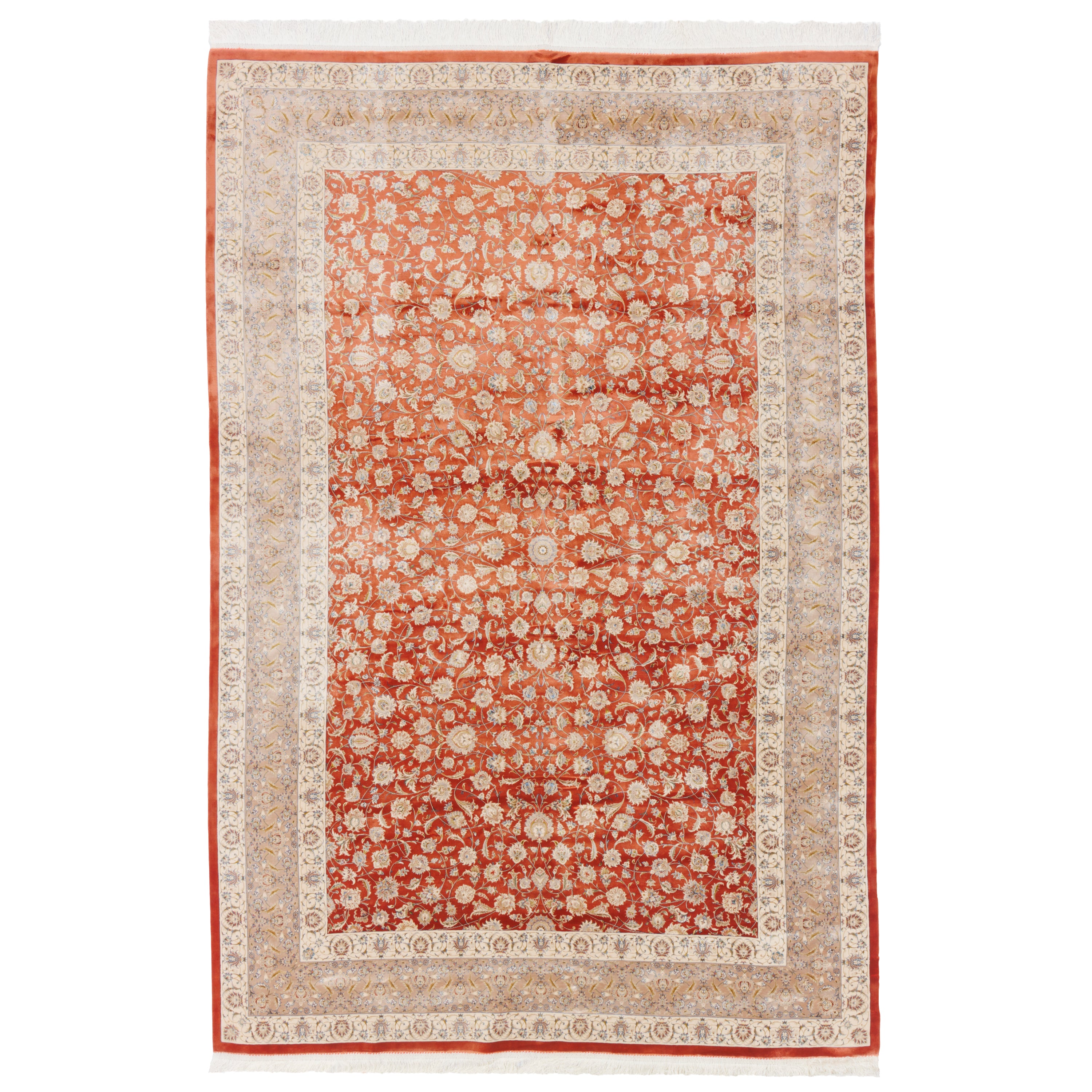 Machine-made Rug, Flowers & Leaves Scattered, Acrylic & Bamboo Silk, SPU 200175