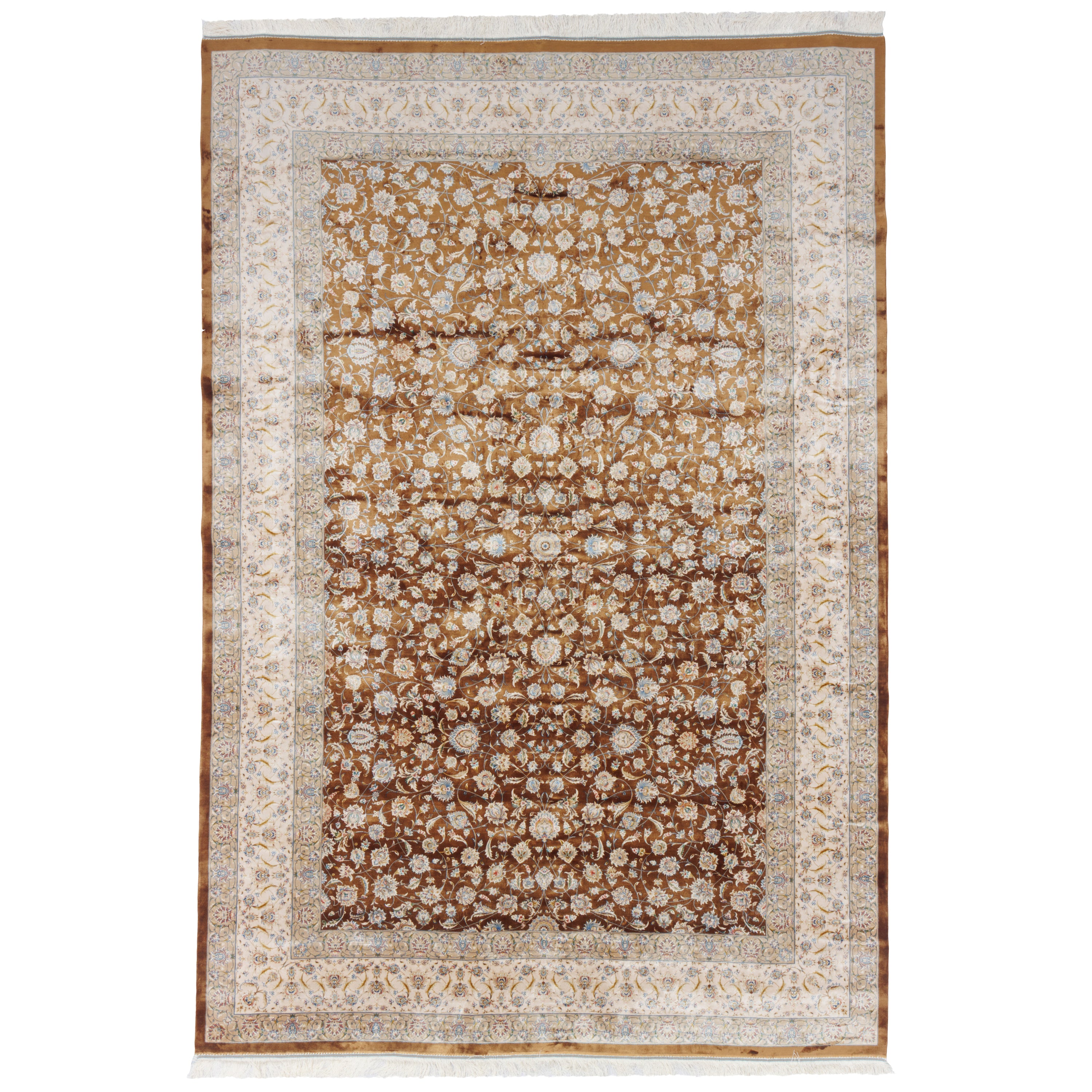 Machine-made Rug, Flowers & Leaves Scattered, Acrylic & Bamboo Silk, SPU 200175