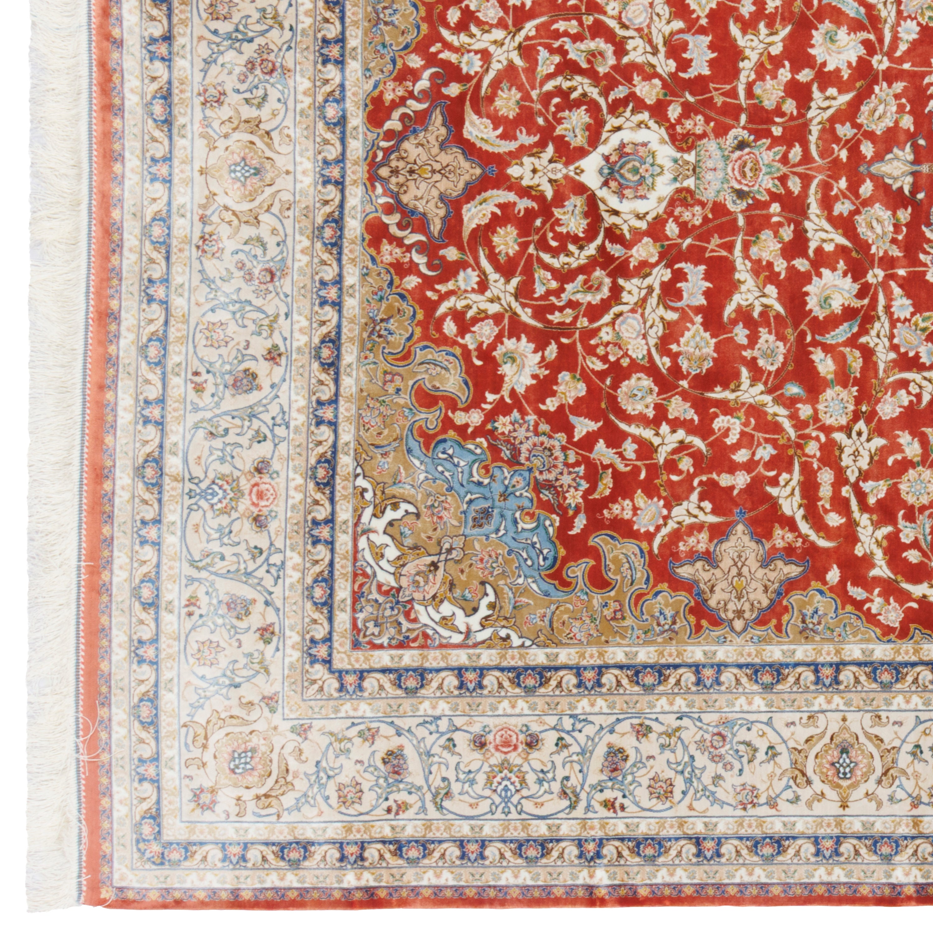 Machine-made Rug, Flowers & Leaves Medallion & Corner, Acrylic & Bamboo Silk, SPU 200177