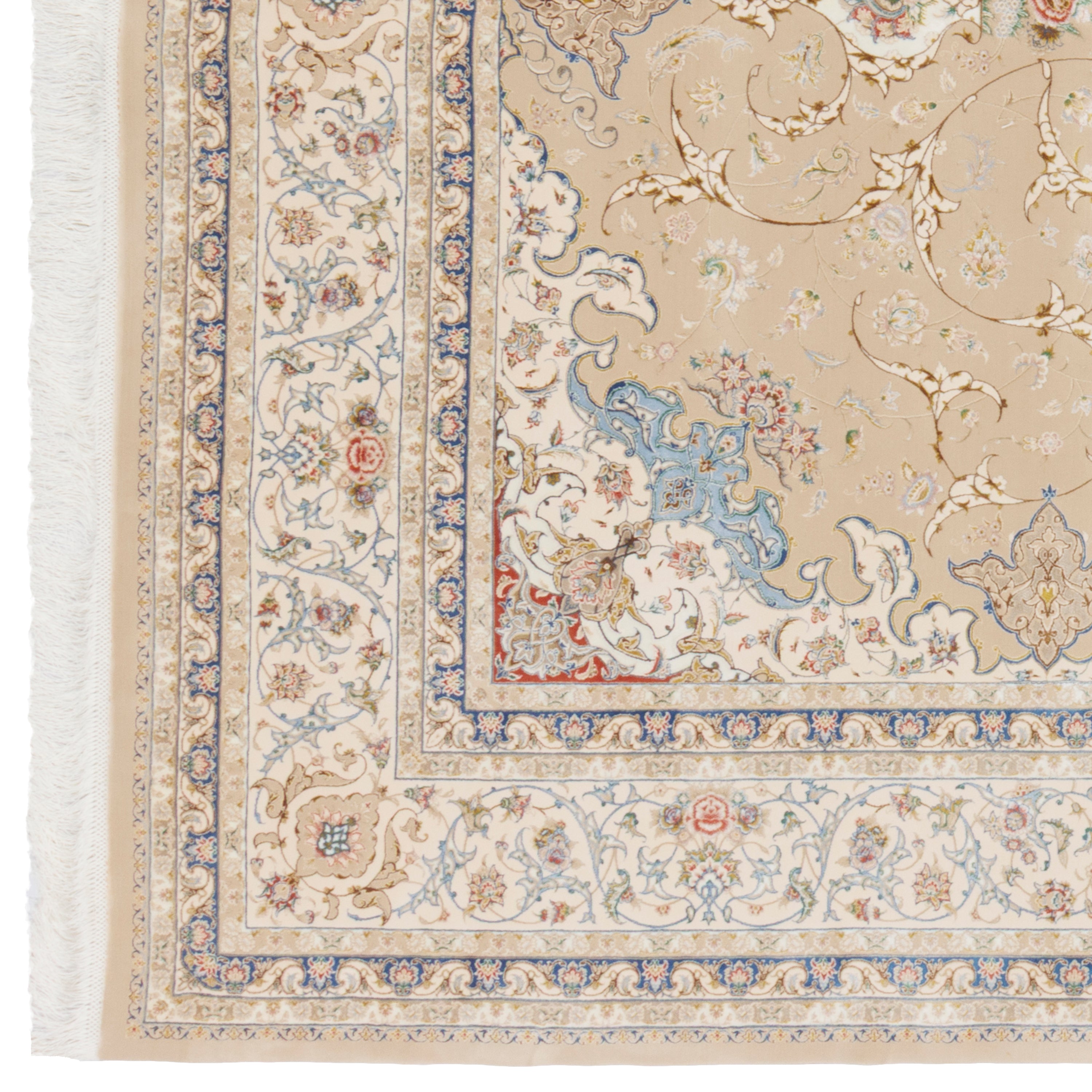 Machine-made Rug, Flowers & Leaves Medallion & Corner, Acrylic & Bamboo Silk, SPU 200177