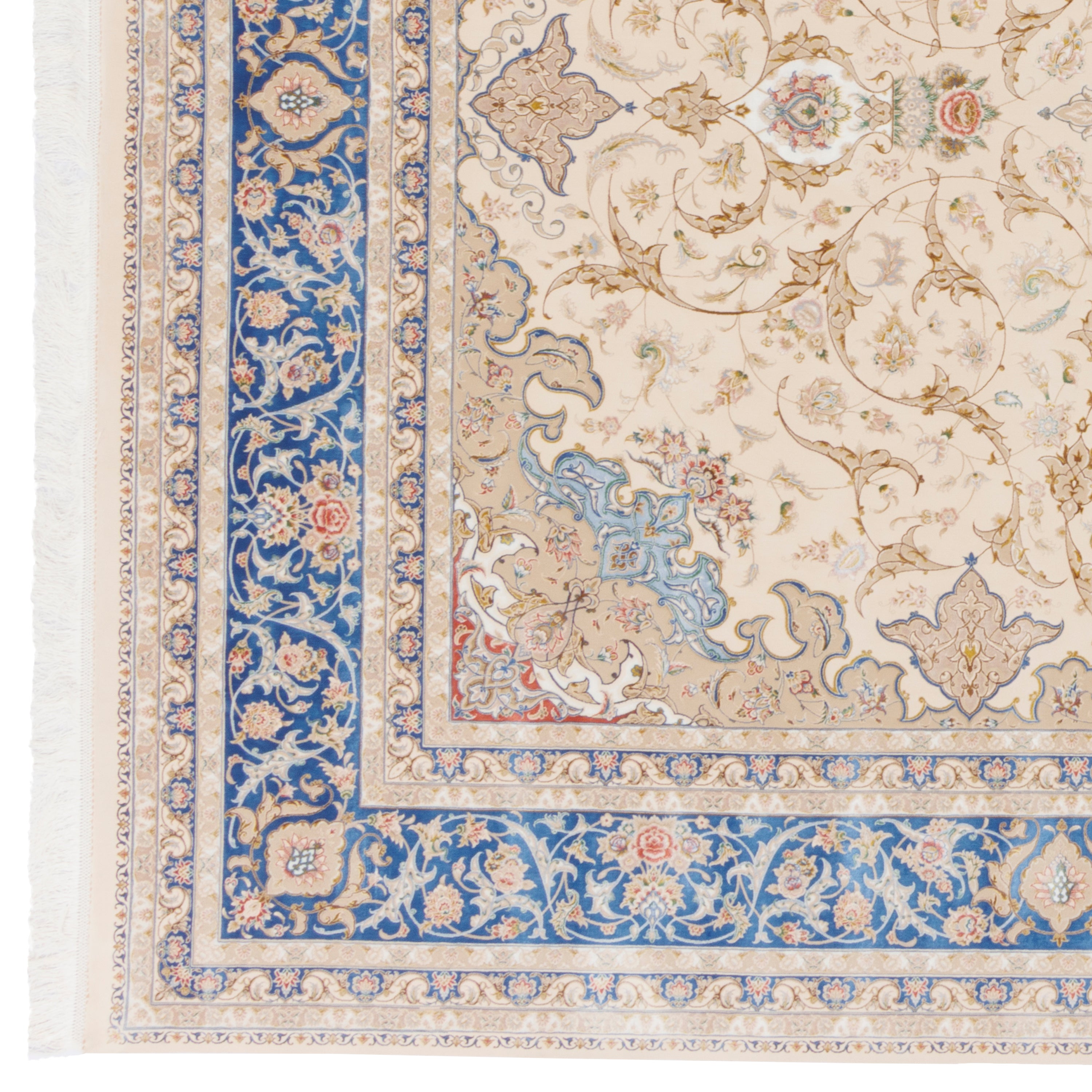 Machine-made Rug, Flowers & Leaves Medallion & Corner, Acrylic & Bamboo Silk, SPU 200177
