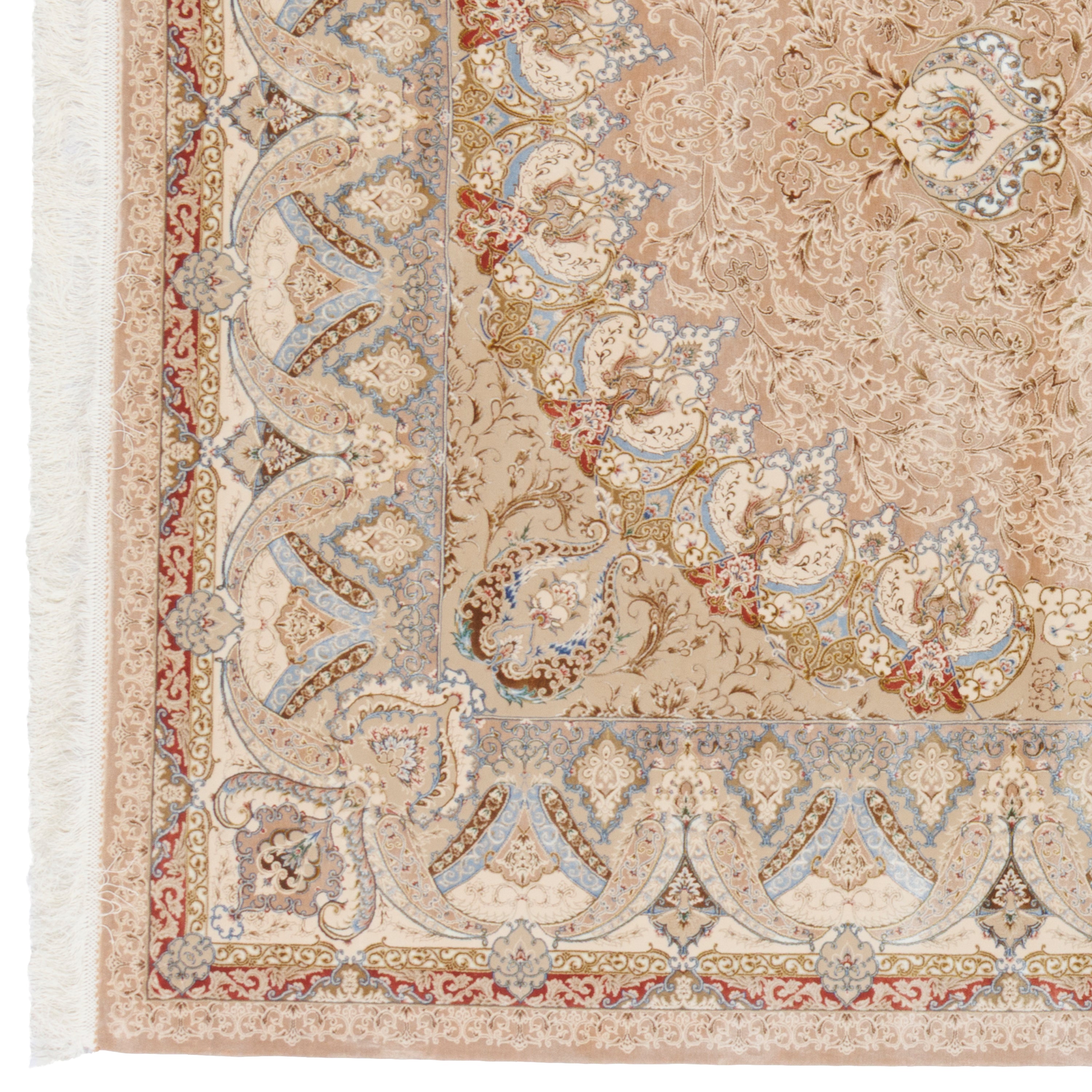 Machine-made Rug, Flowers & Leaves Medallion & Corner, Acrylic & Bamboo Silk, SPU 200178