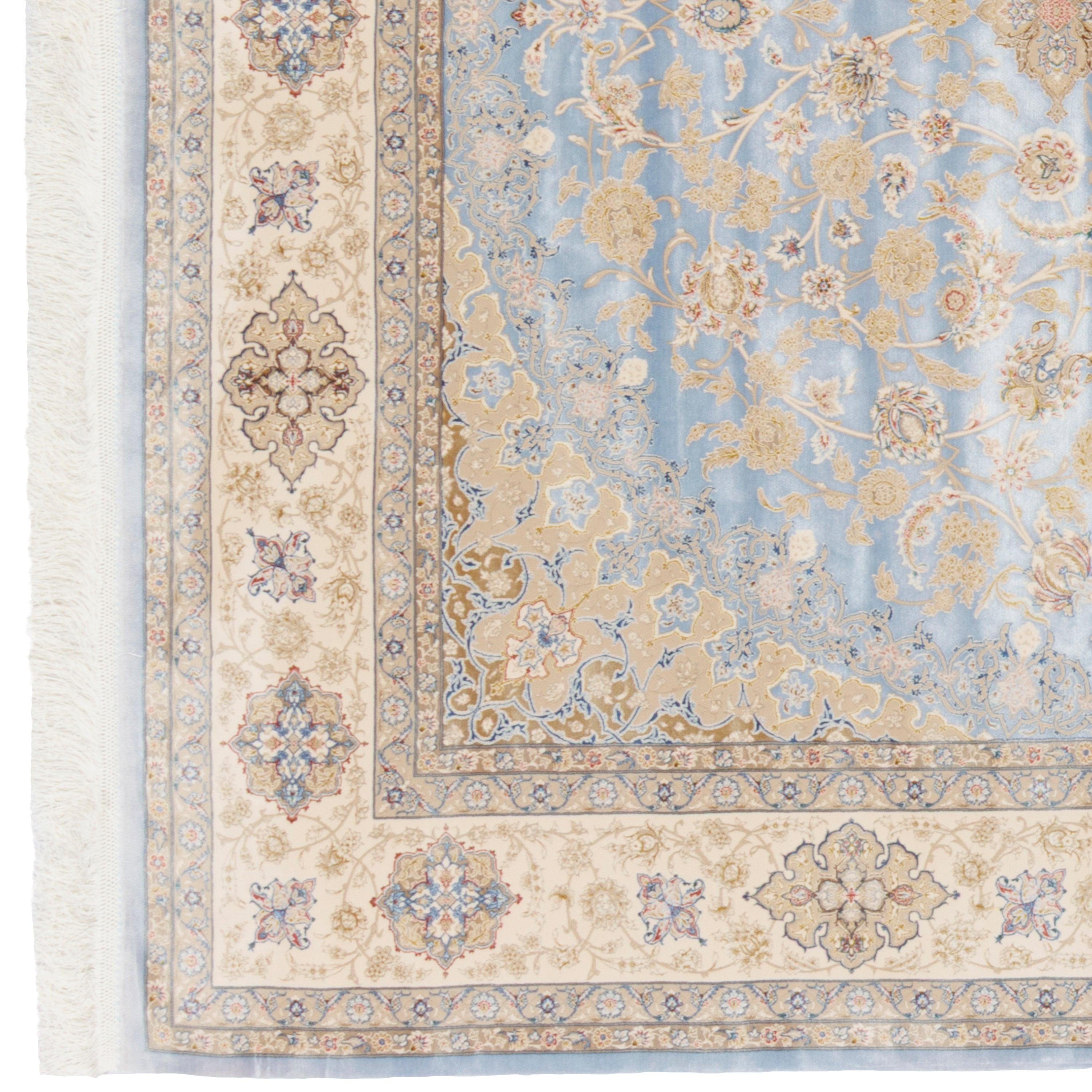 Machine-made Rug, Flowers & Leaves Medallion & Corner, Acrylic & Bamboo Silk, SPU 200180