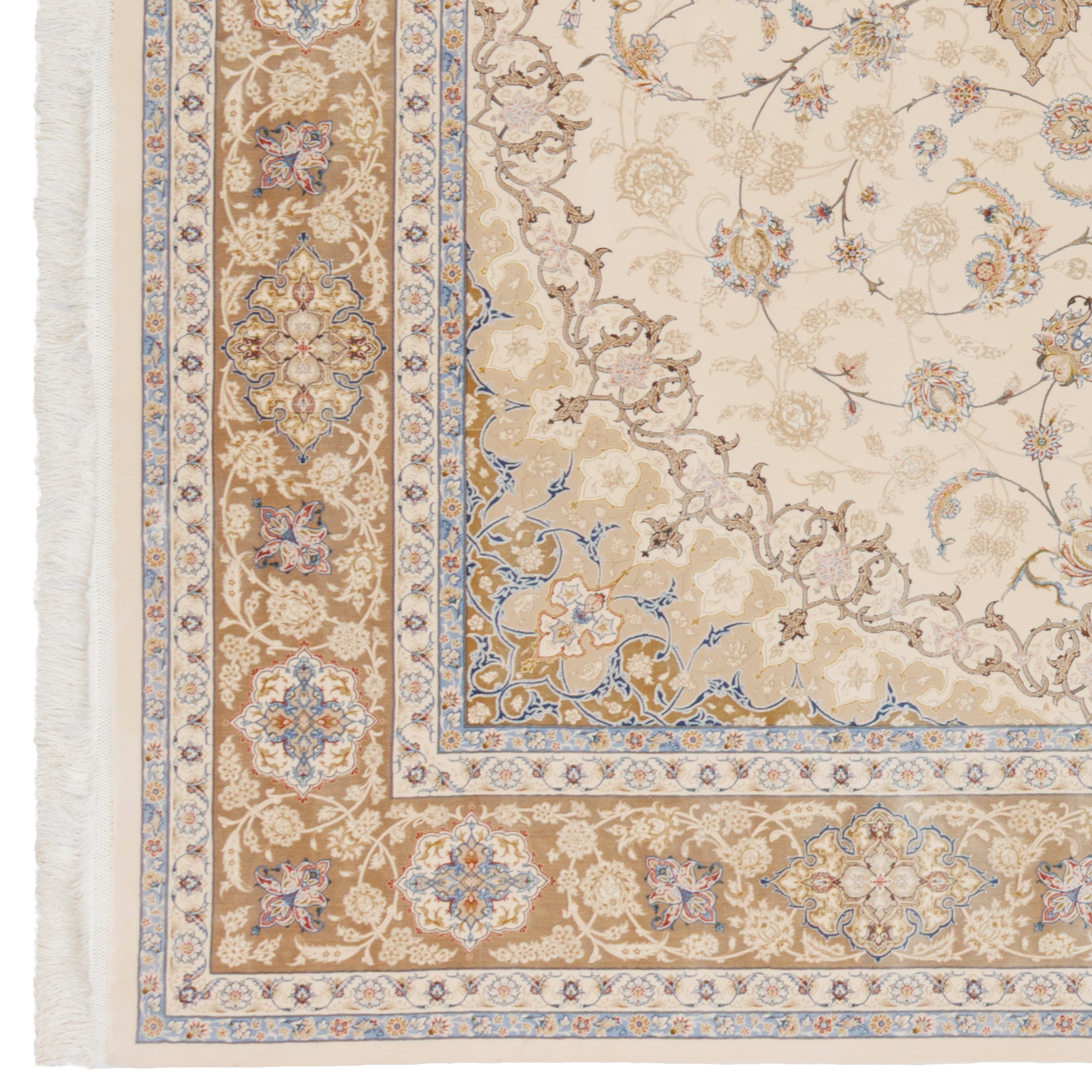 Machine-made Rug, Flowers & Leaves Medallion & Corner, Acrylic & Bamboo Silk, SPU 200180