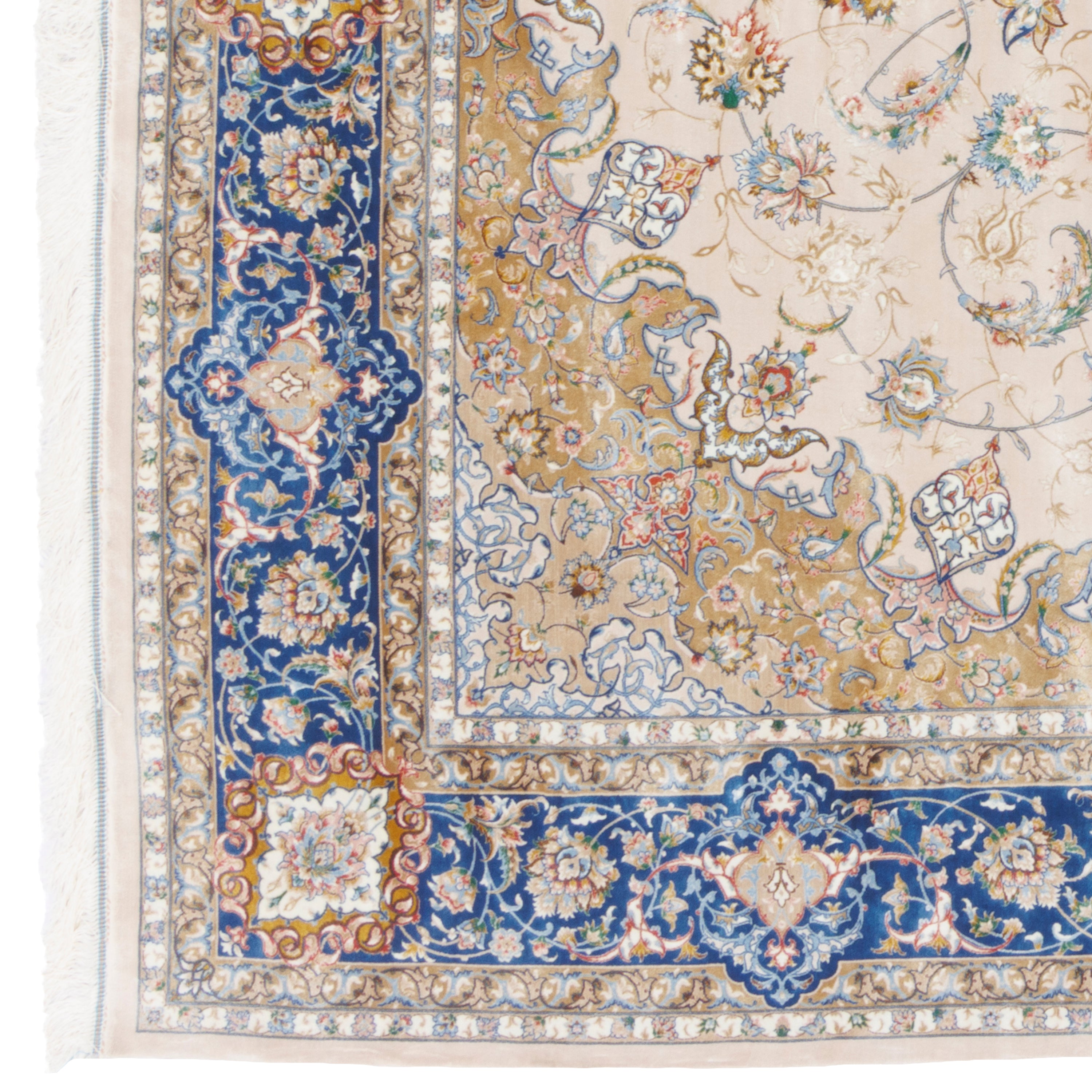 Machine-made Rug, Flowers & Leaves Medallion & Corner, Acrylic & Bamboo Silk, SPU 200181