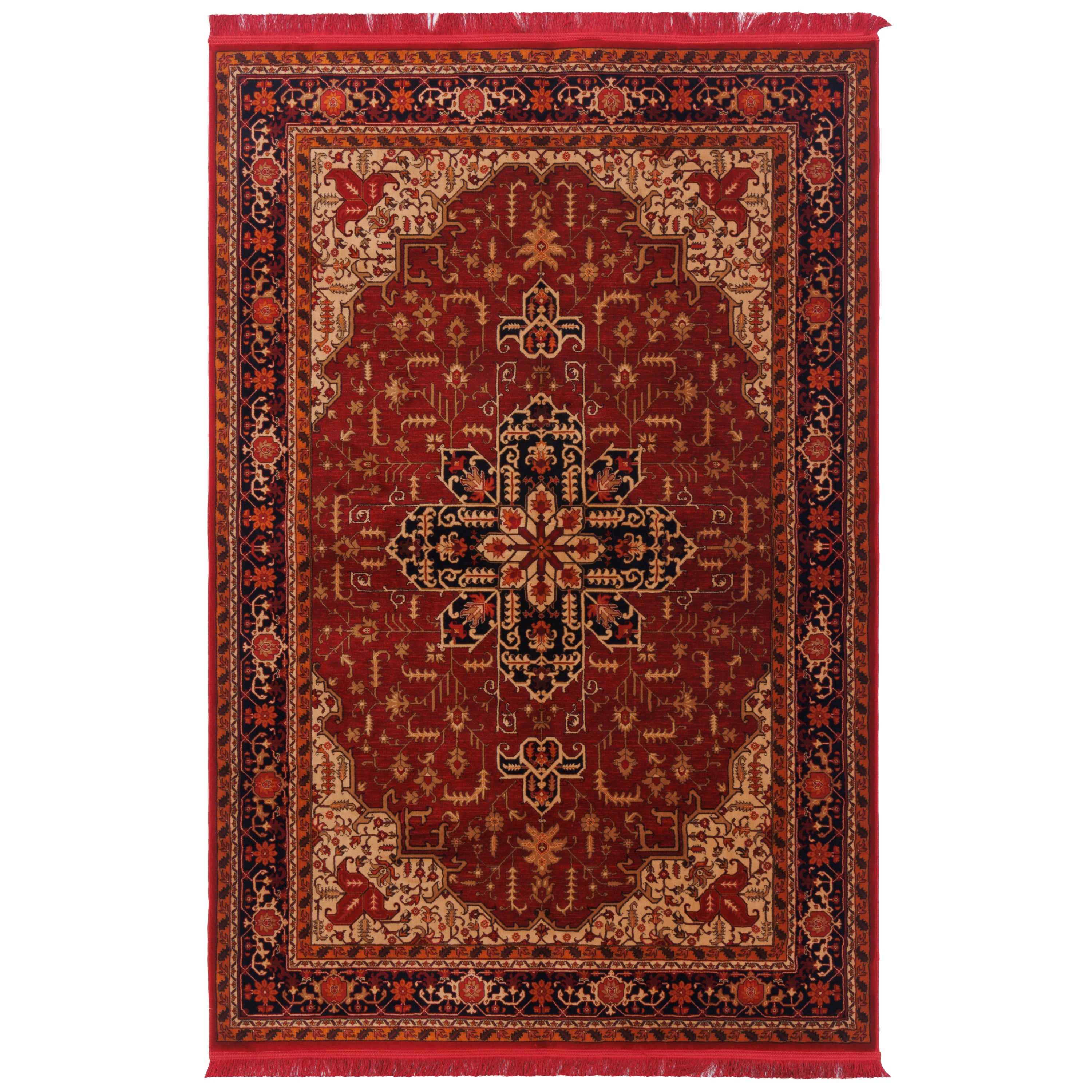 Machine-made Rug, Geometric Medallion & Corner, Polyester & Linen, SPU 400144