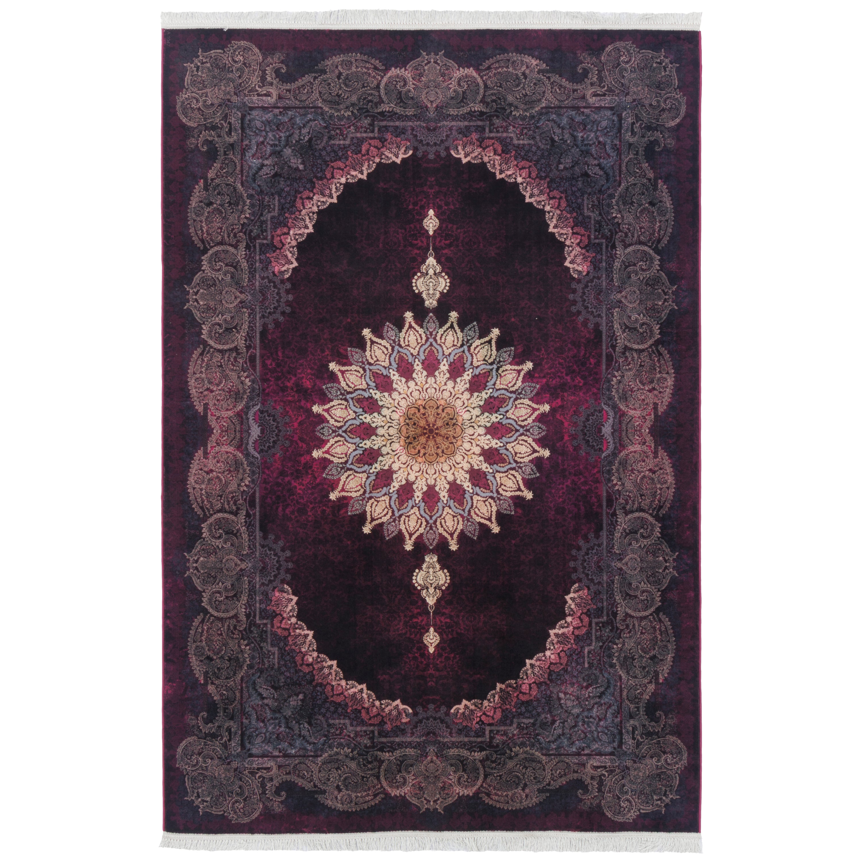 Machine-made Rug, Neoclassic Medallion & Corner, Polyester & Linen, SPU 400151
