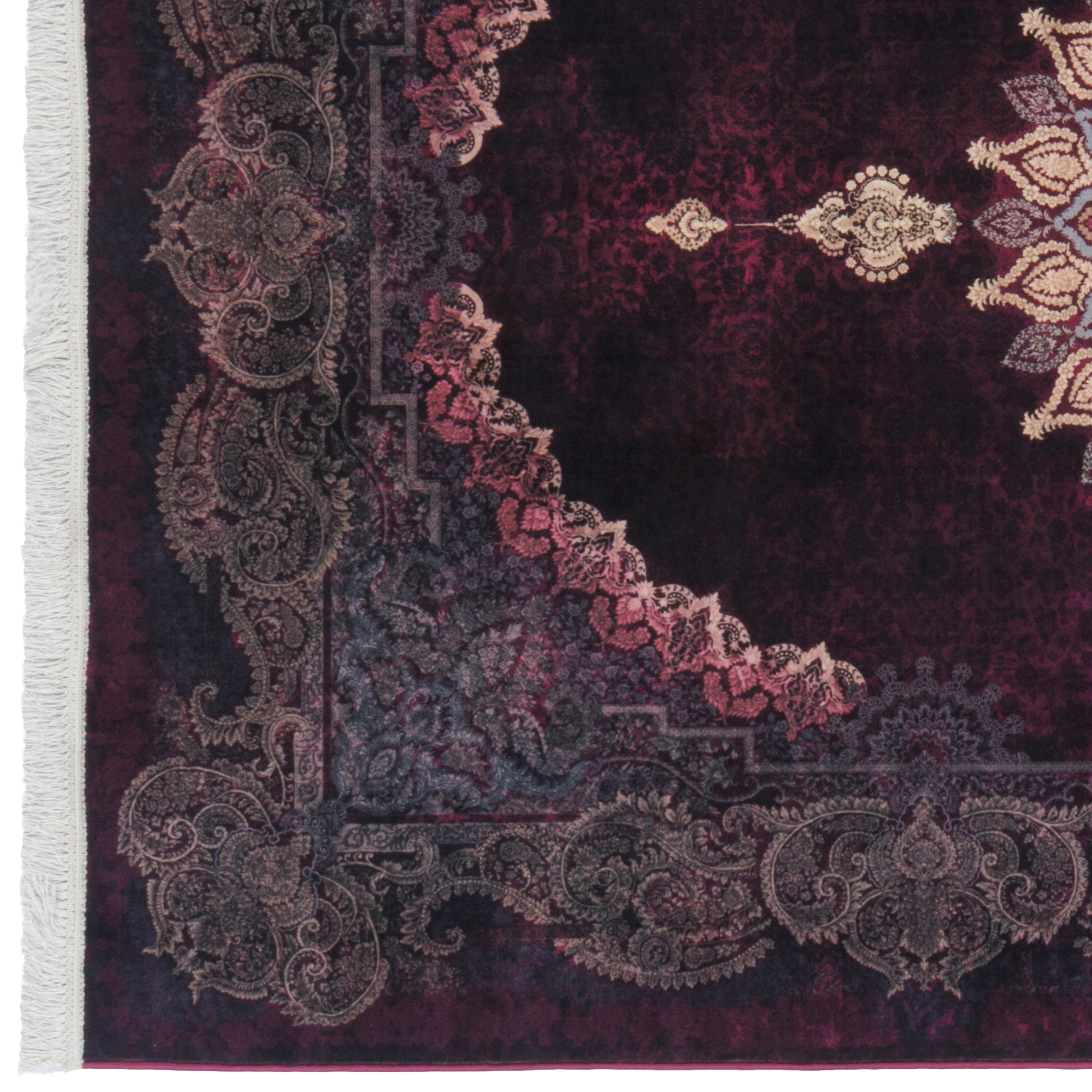 Machine-made Rug, Neoclassic Medallion & Corner, Polyester & Linen, SPU 400151