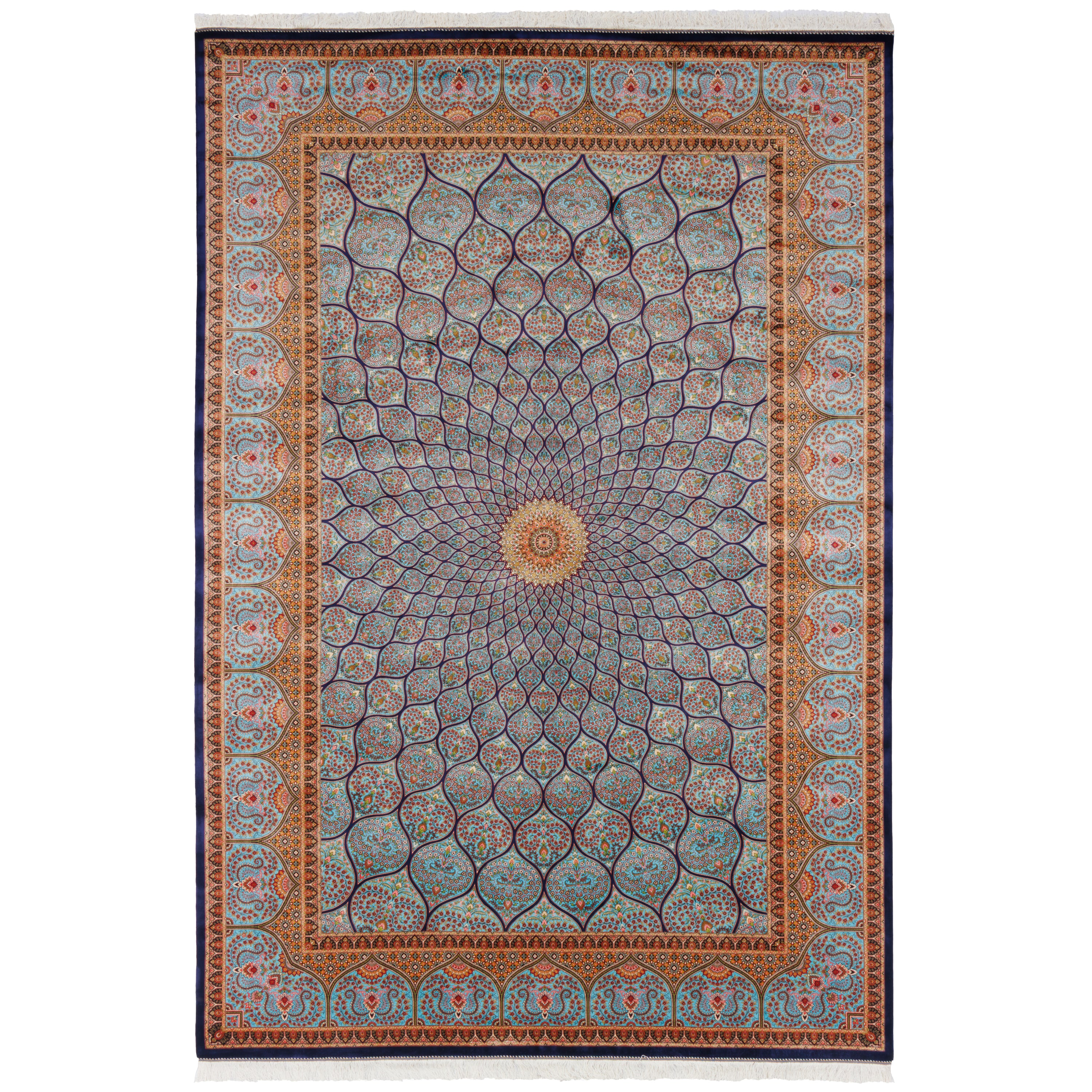 Machine-made Rug, Flowers & Leaves Dome, Bamboo Silk, SPU 800043