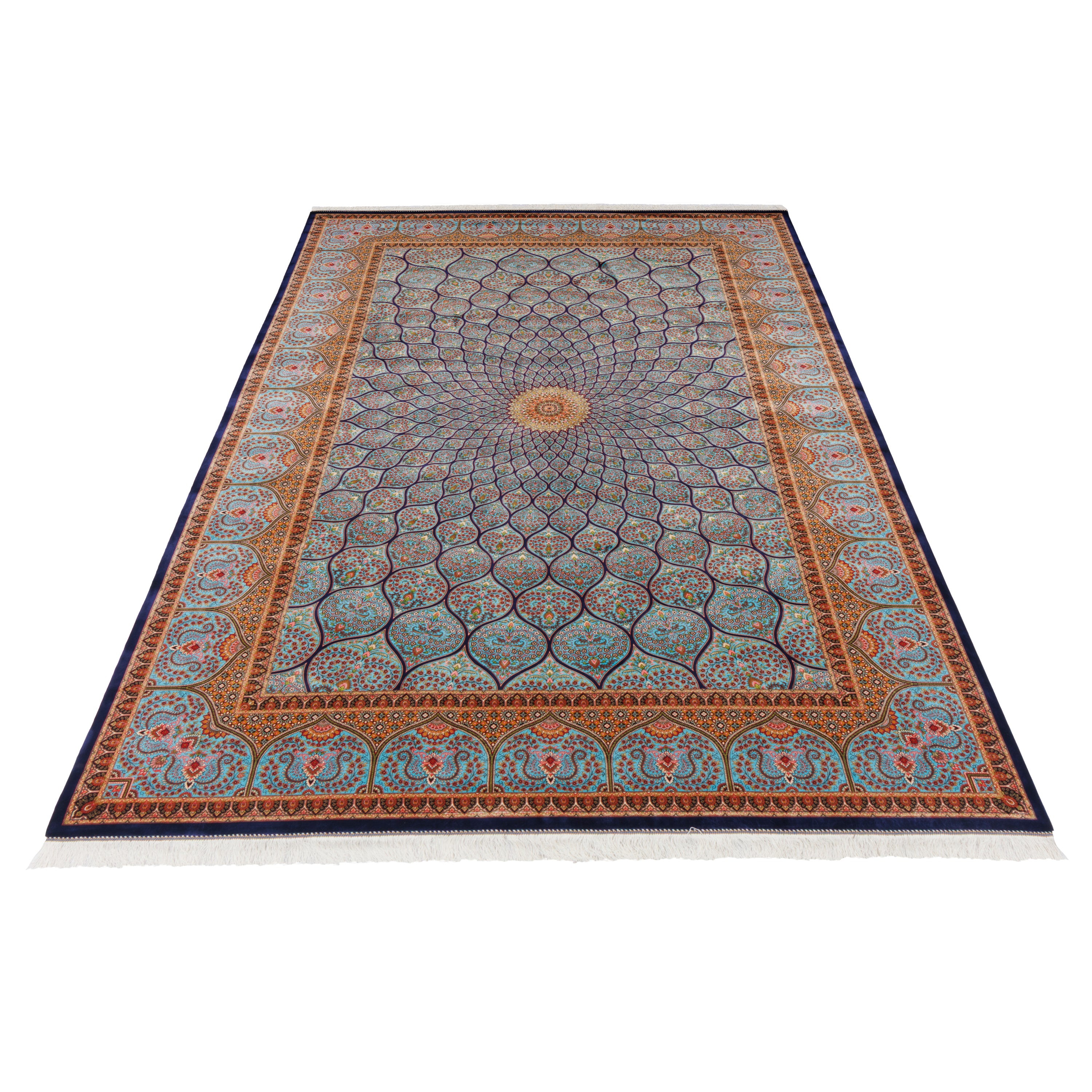 Machine-made Rug, Flowers & Leaves Dome, Bamboo Silk, SPU 800043