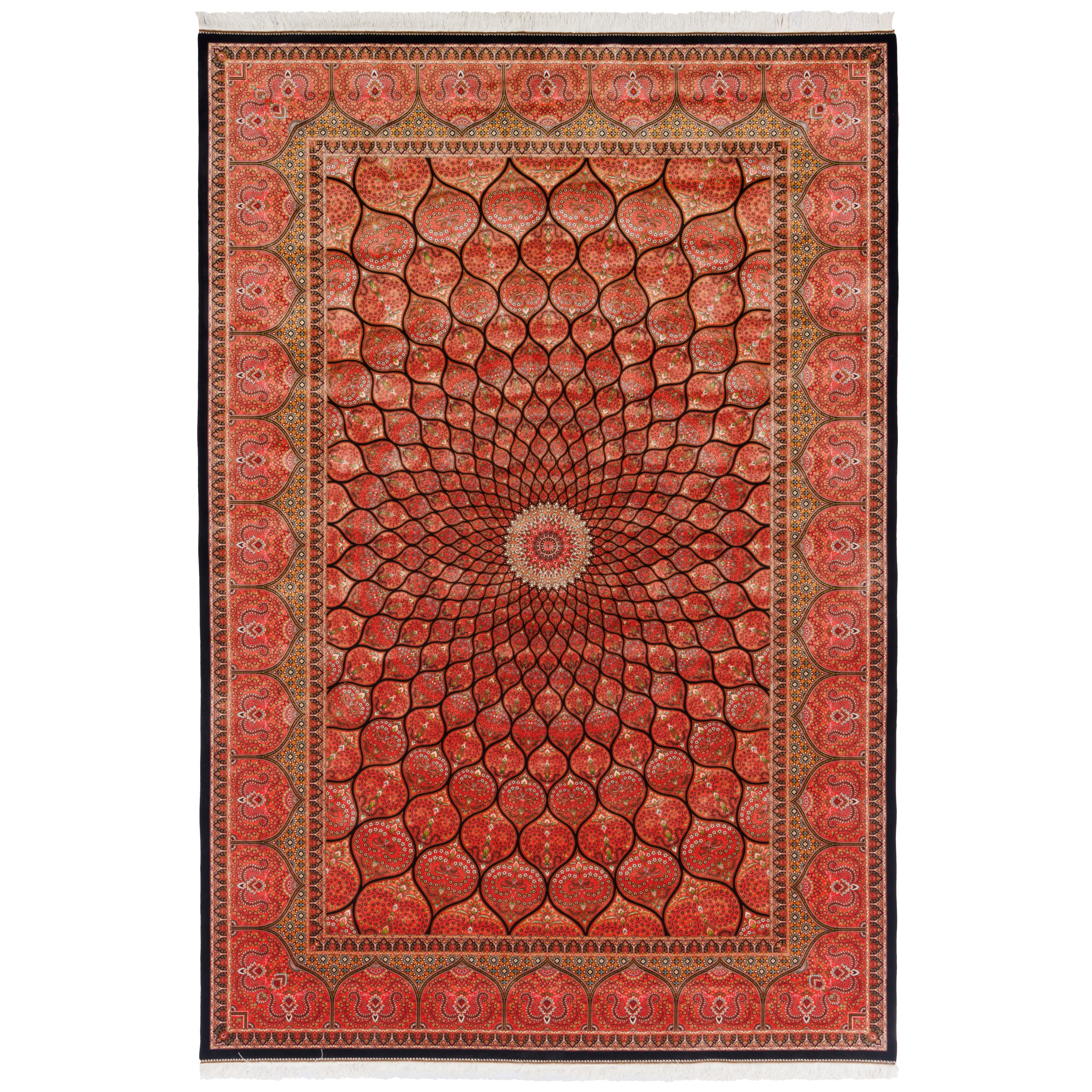 Machine-made Rug, Flowers & Leaves Dome, Bamboo Silk, SPU 800043