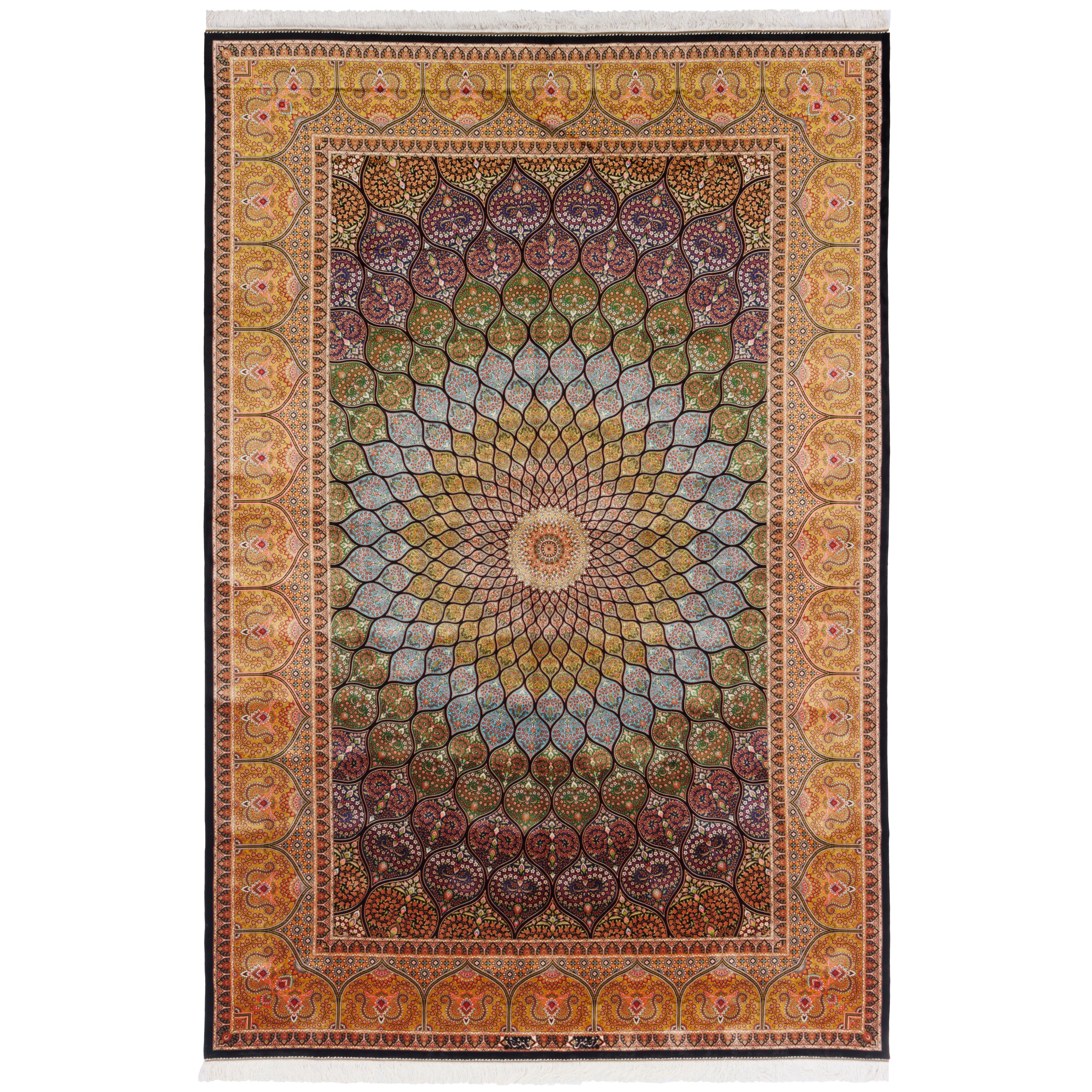 Machine-made Rug, Flowers & Leaves Dome, Bamboo Silk, SPU 800043