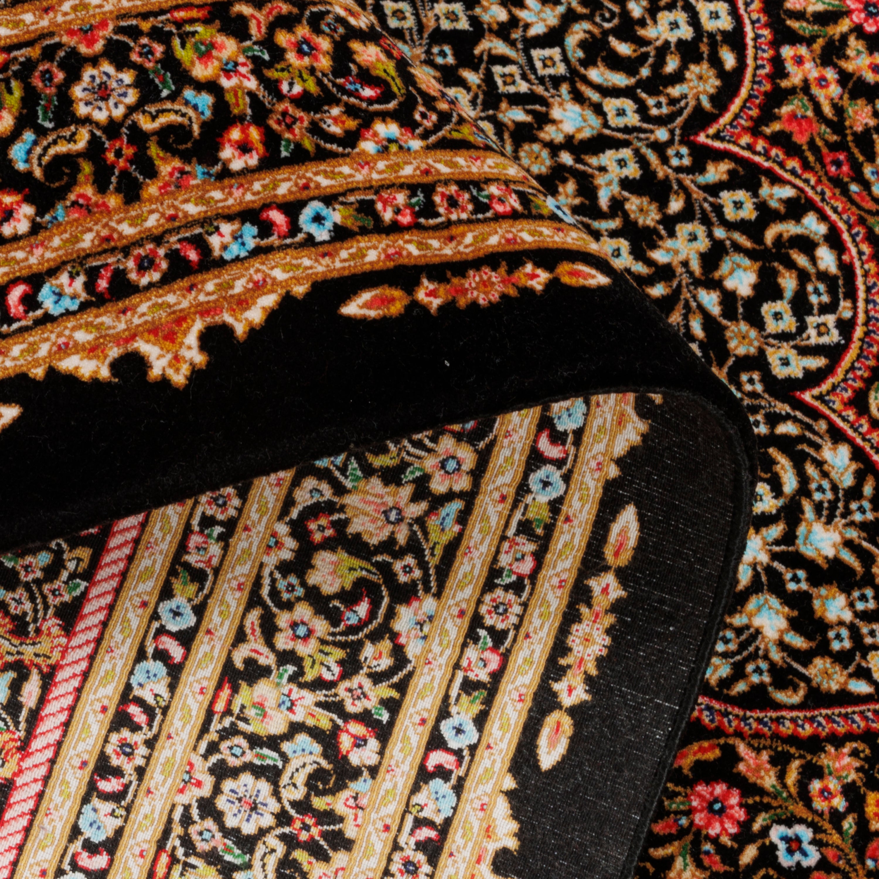 Machine-made Rug, Flowers & Leaves Medallion & Corner, Bamboo Silk, SPU 800212