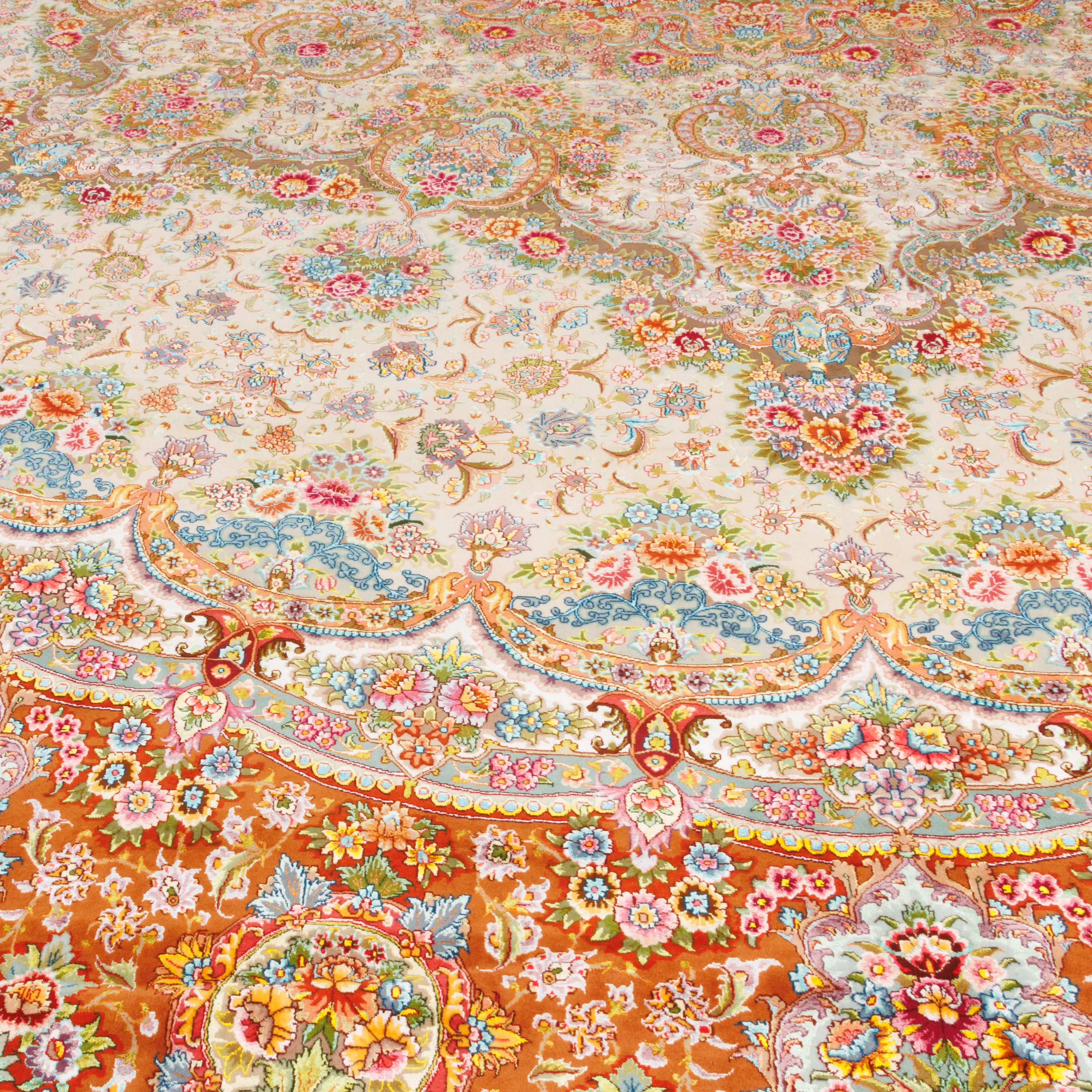 Tabriz Handmade Carpet — Toranj-dar | Silk Pile / Silk Warp | 680 × 720 cm | SKU 14801118