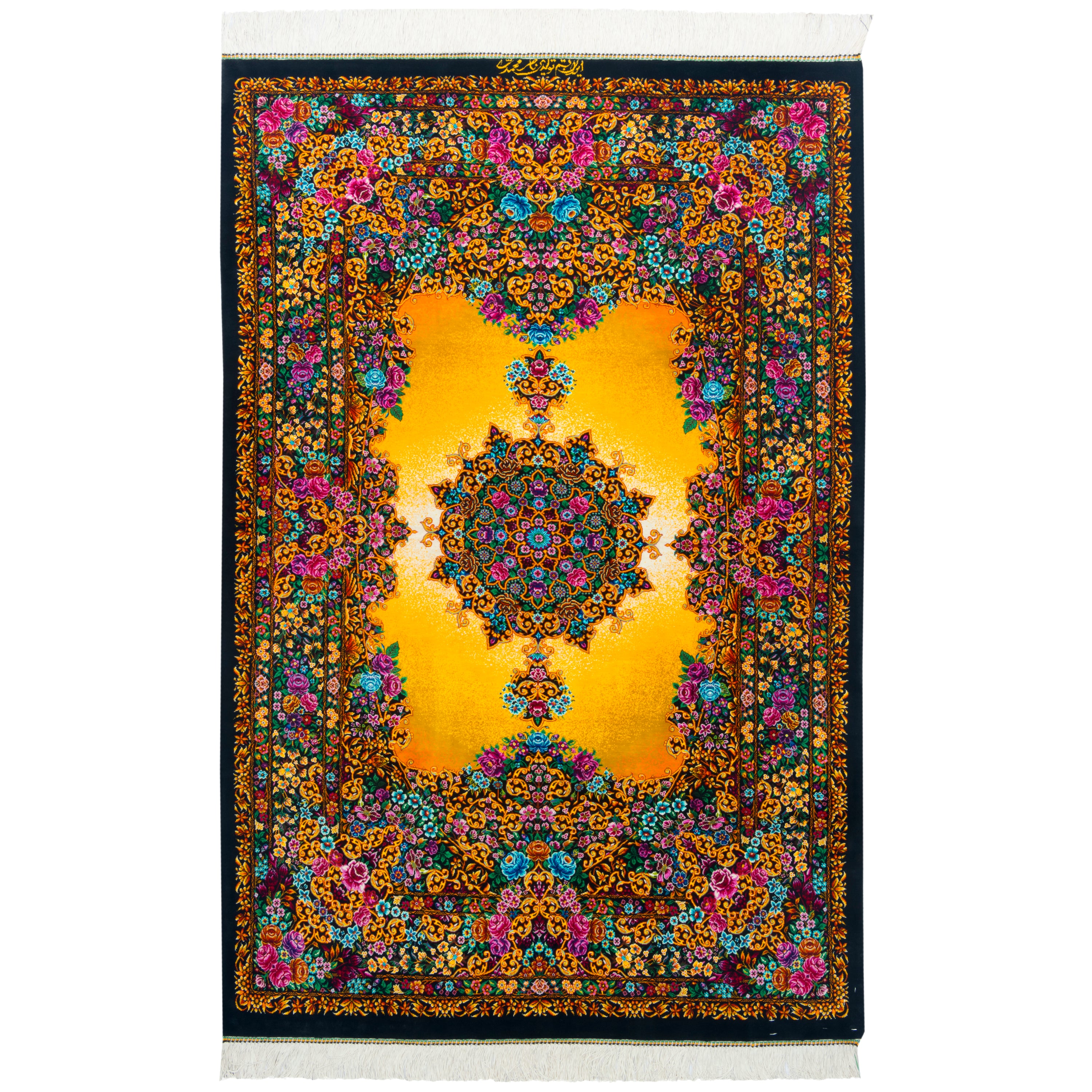 سجاد قم اليدوي - كاف سادة | حرير كامل | 100 × 152 سم | SKU 10100209