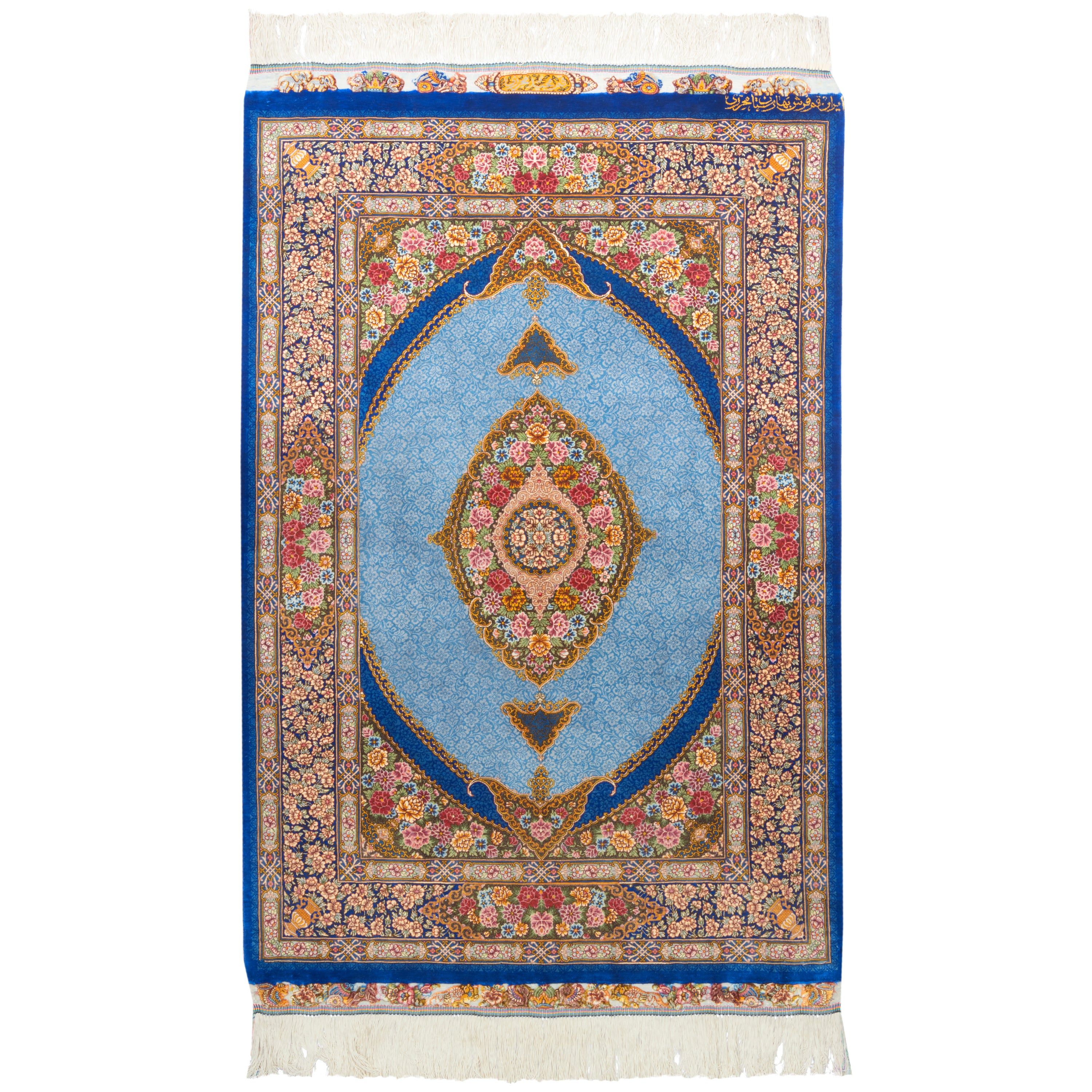 Qom Handmade Carpet — Lachak Toranj | Full Silk | 80 × 120 cm | SKU 10000235