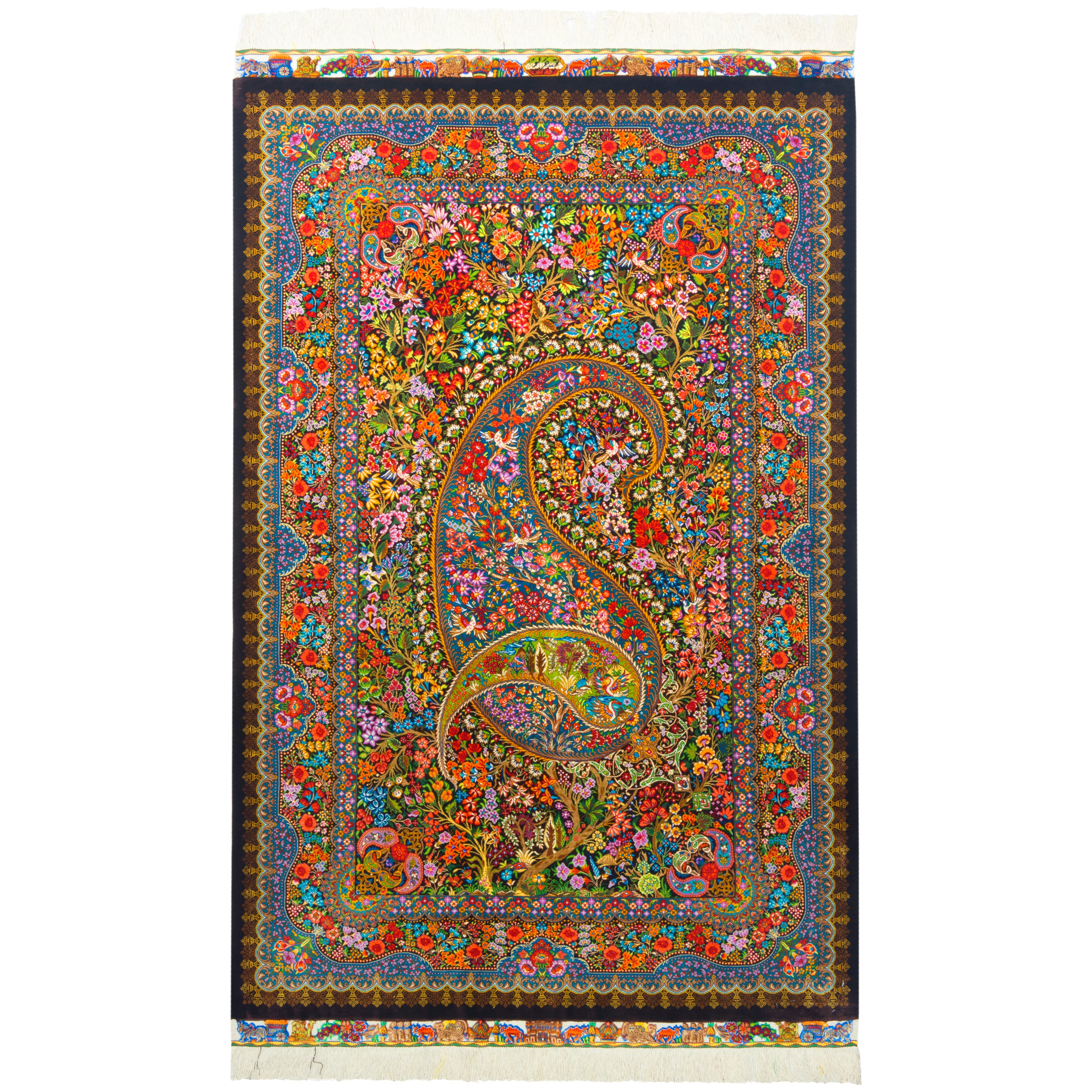 سجاد قم يدوي — ساراسار | حرير كامل | 100 × 150 سم | رمز المنتج 10100195