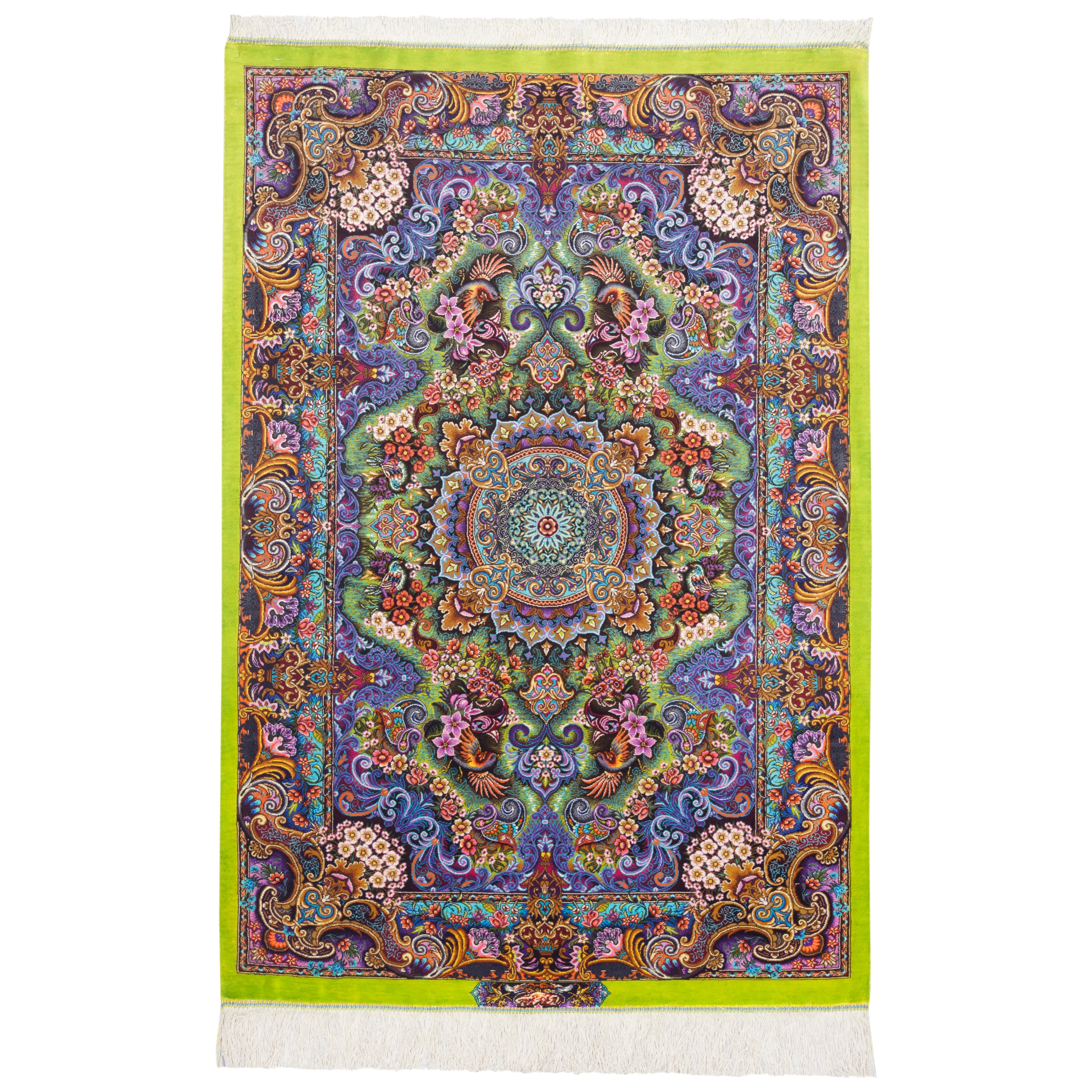 Qom Handmade Carpet — Lachak Toranj | Full Silk | 80 × 120 cm | SKU 10000232