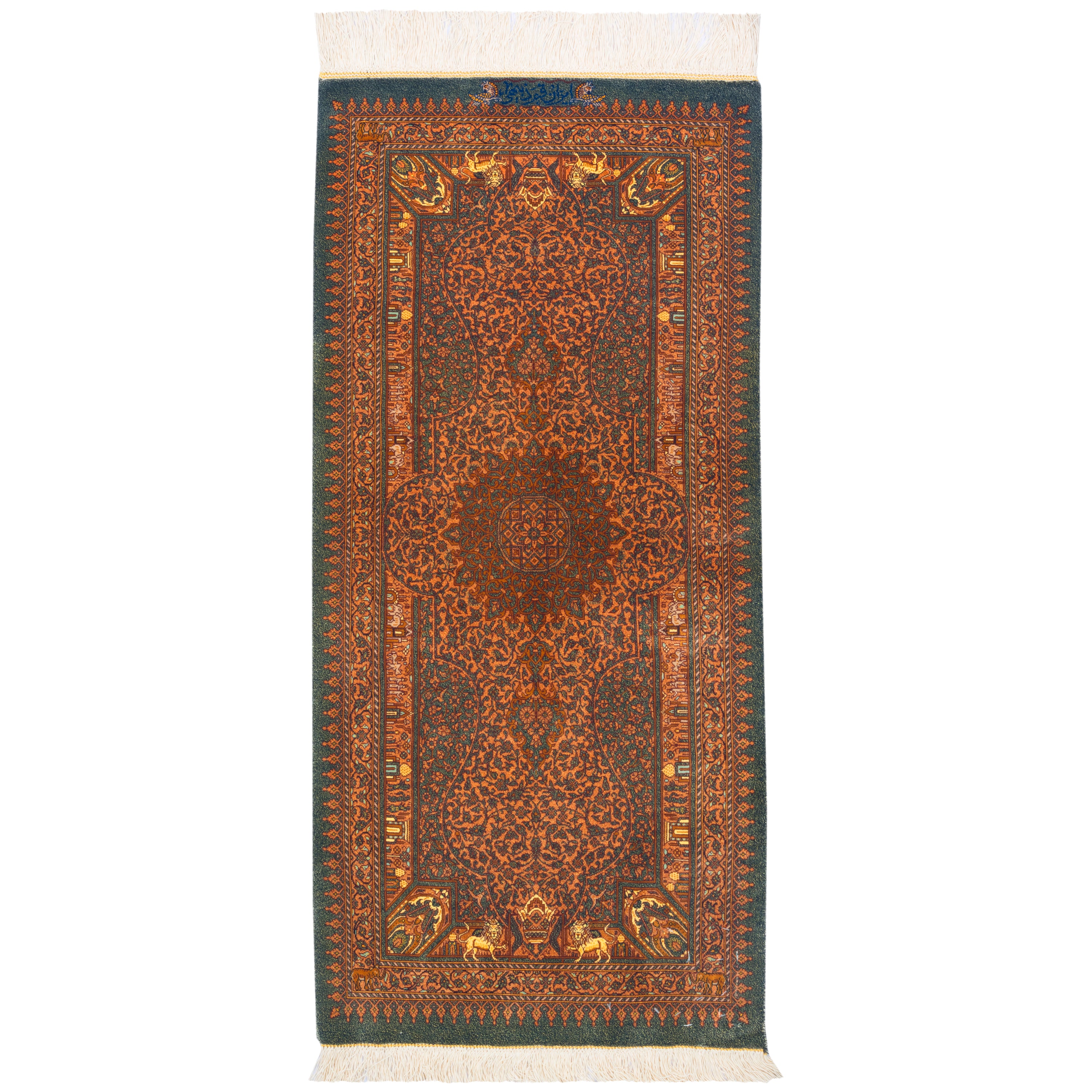 سجادة قم يدوية — لشك ترنج | حرير بالكامل | 47 × 98 سم | SKU 10000252