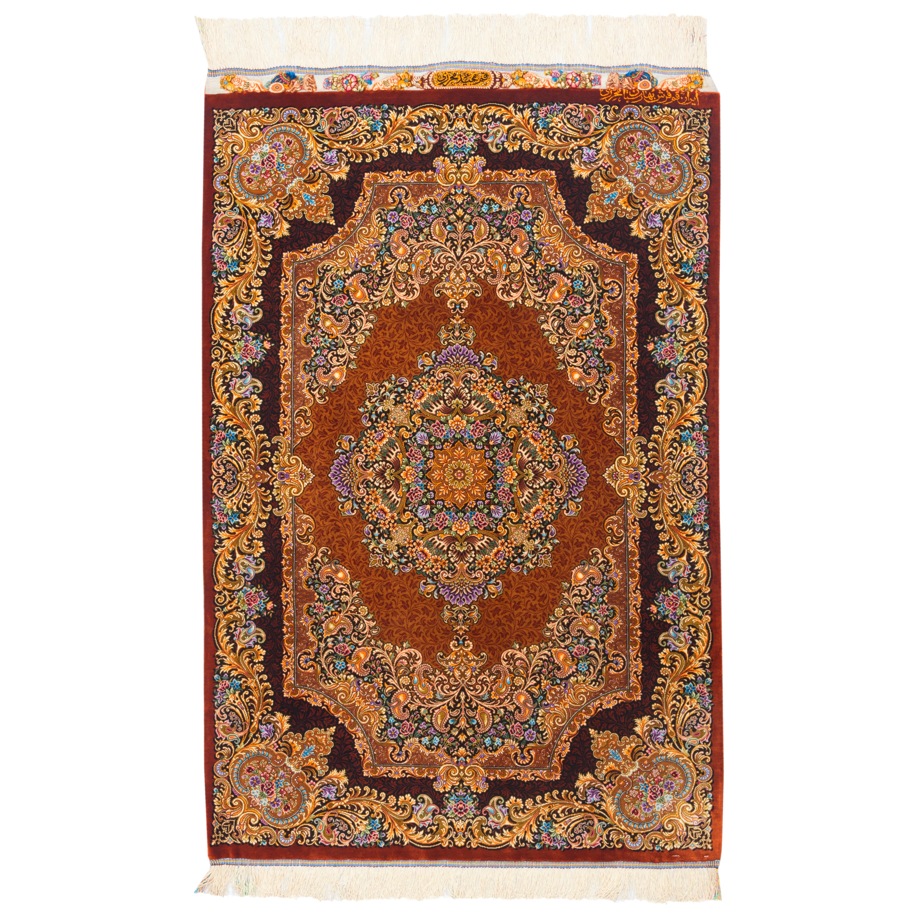 سجادة قم يدوية — لشك ترنج | حرير بالكامل | 80 × 116 سم | SKU 10000243