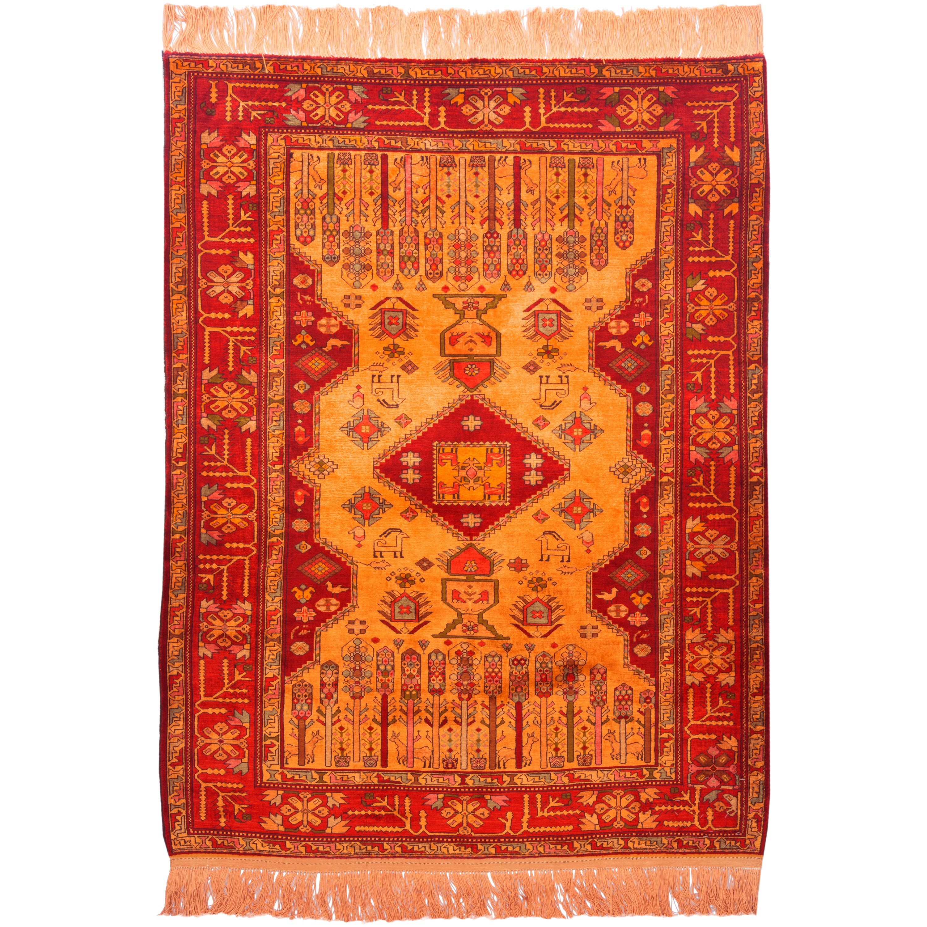 سجاد سرخس اليدوي — طرح ترنج | حرير بالكامل | 88 × 117 سم | رمز المنتج 10100218