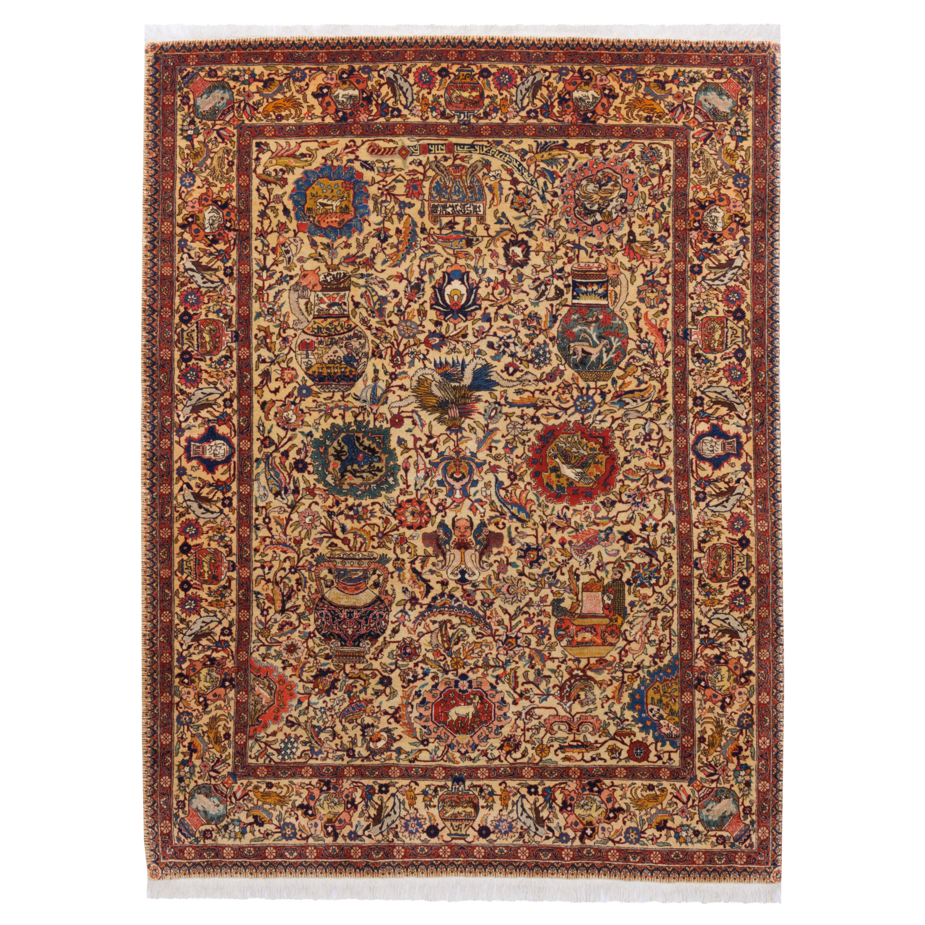 سجادة تبريز يدوية — ساراسار | صوف / سداة قطنية | 135 × 185 سم | رمز التخزين التعريفي 10200049