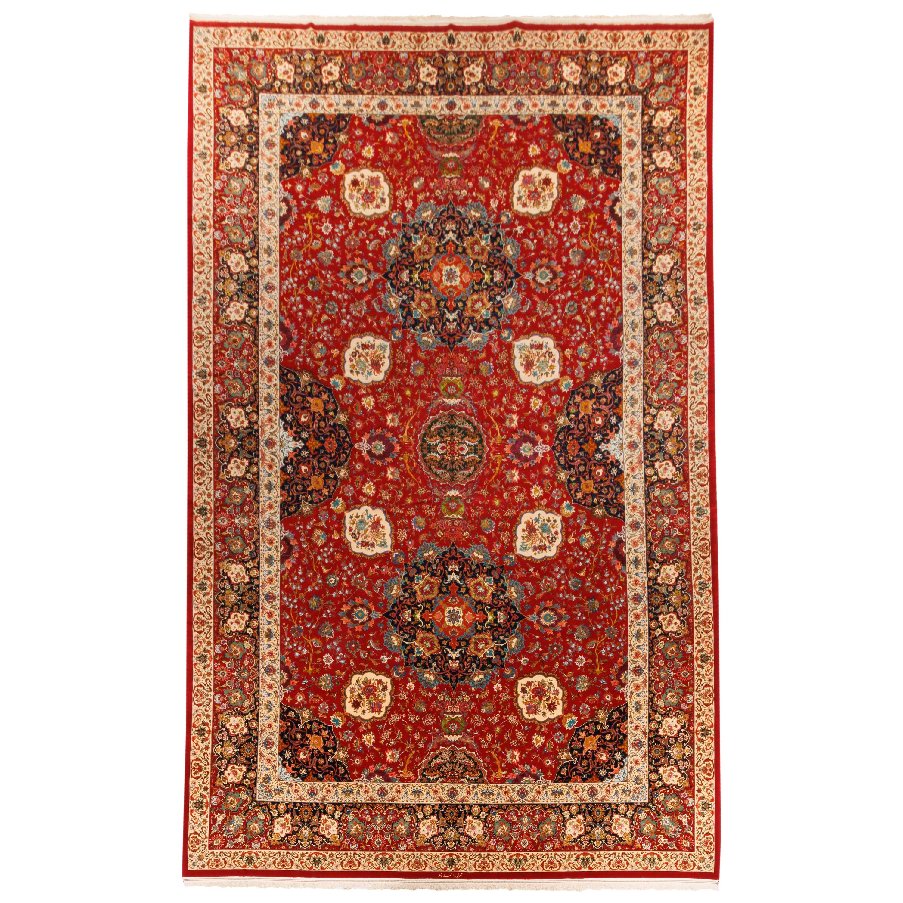سجاد تبريز اليدوي — طرح ترنج | وبر حرير / سداة حرير | 492 × 797 سم | SKU 13900764