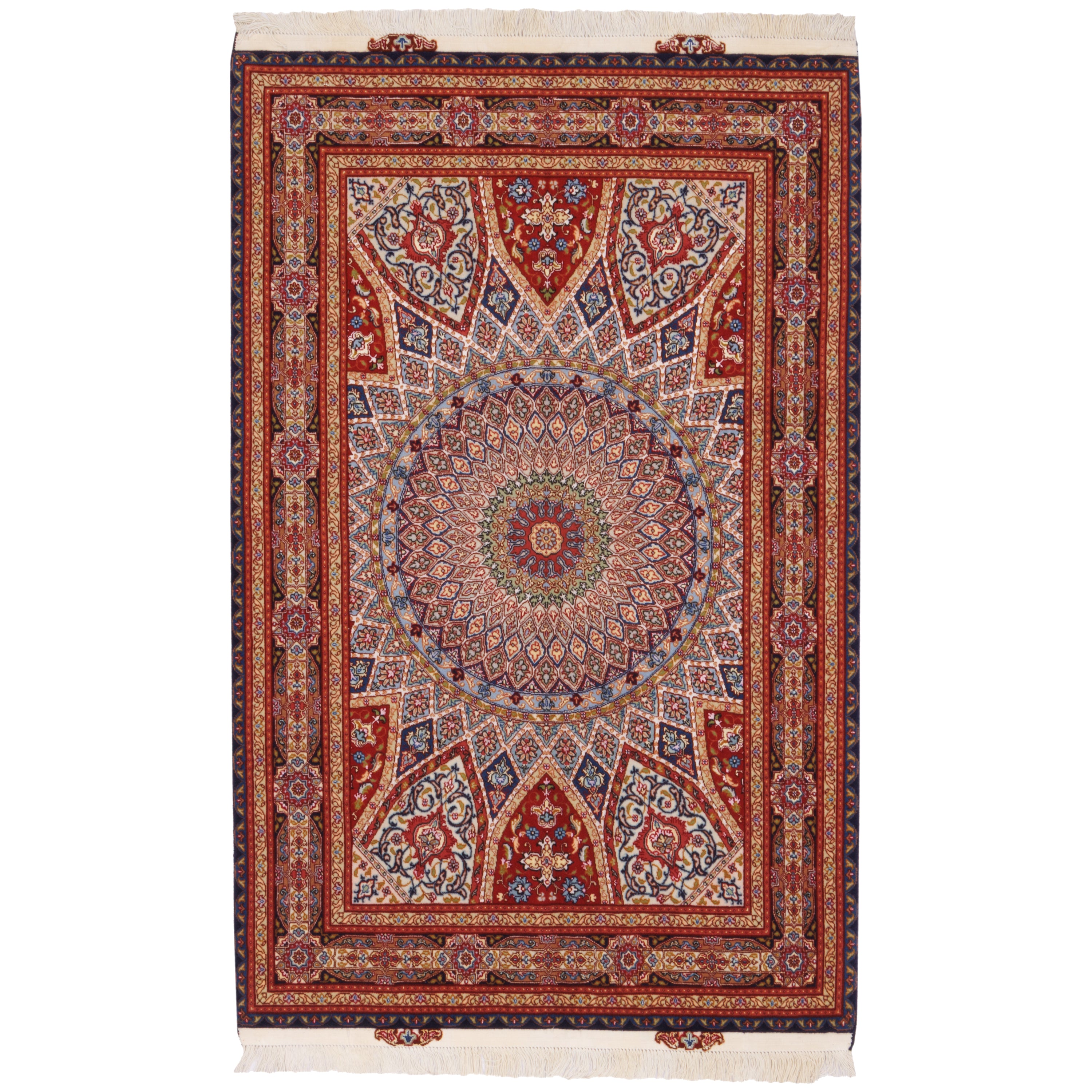 Tabriz Handmade Carpet — Gonbadi | Silk Pile / Cotton Warp | 100 × 150 cm | SKU 10100873