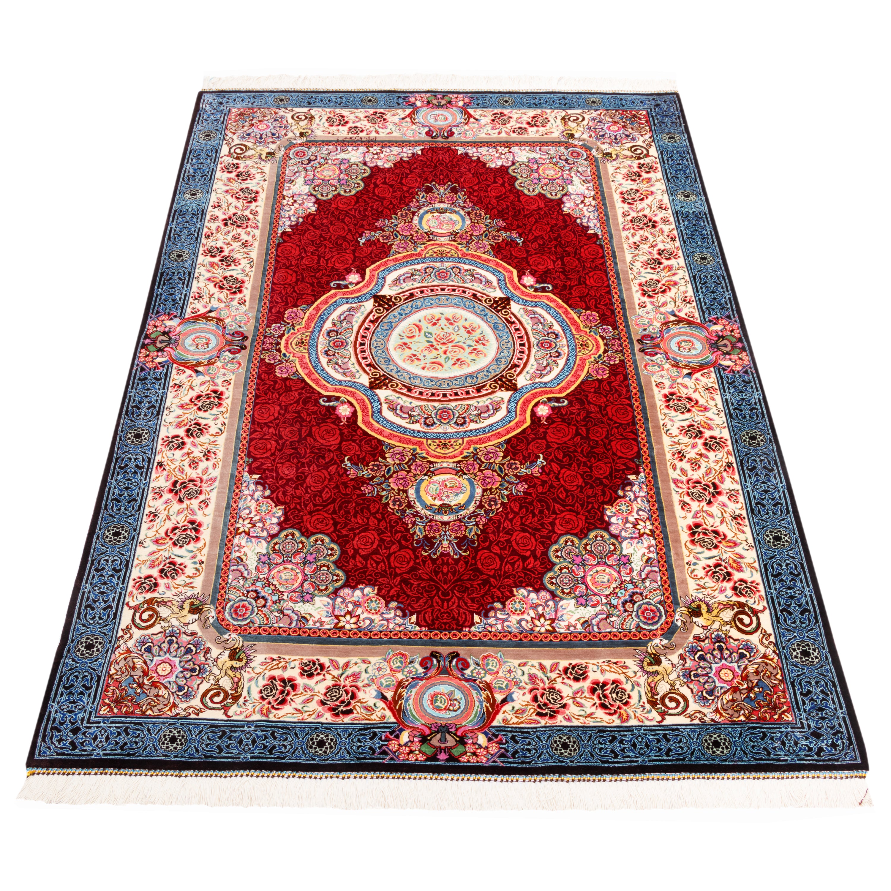 Qom Handmade Carpet — Lachak Toranj | Full Silk | 100 × 150 cm | SKU 10100173