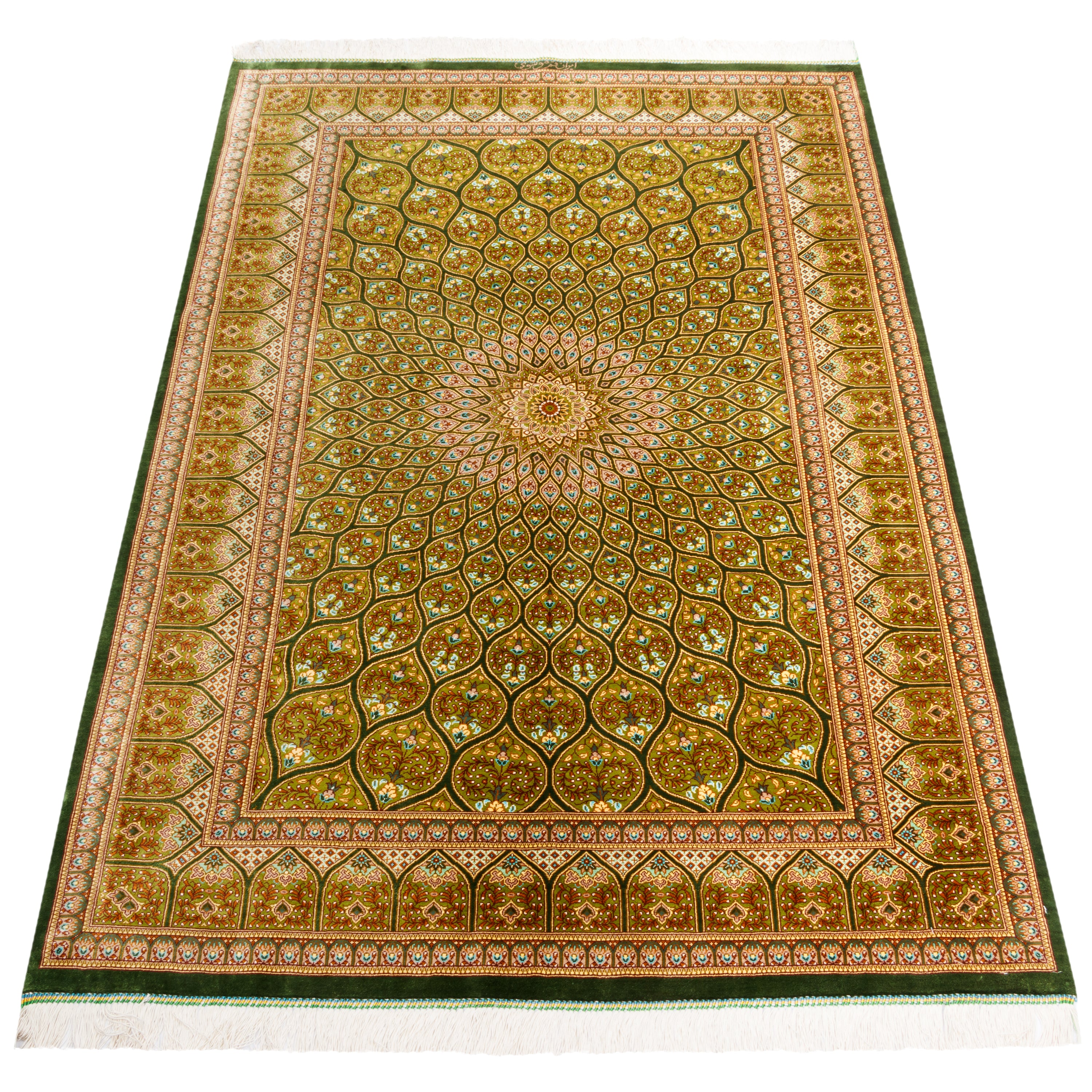 Qom Handmade Carpet — Gonbadi | Full Silk | 150 × 100 cm | SKU 10100158
