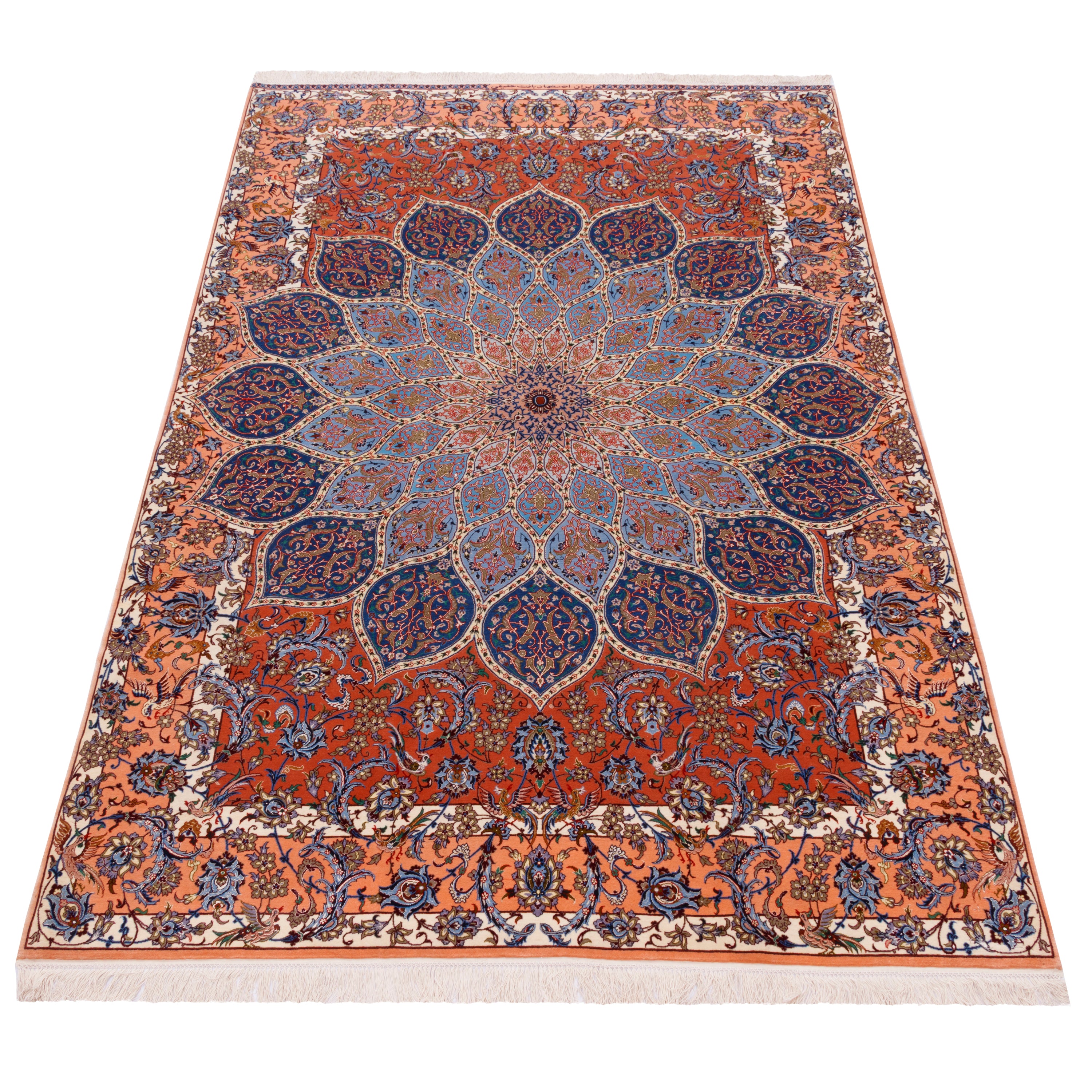 Isfahan Handmade Carpet — Gonbadi | Silk Pile / Silk Warp | 151 × 225 cm | SKU 10300048