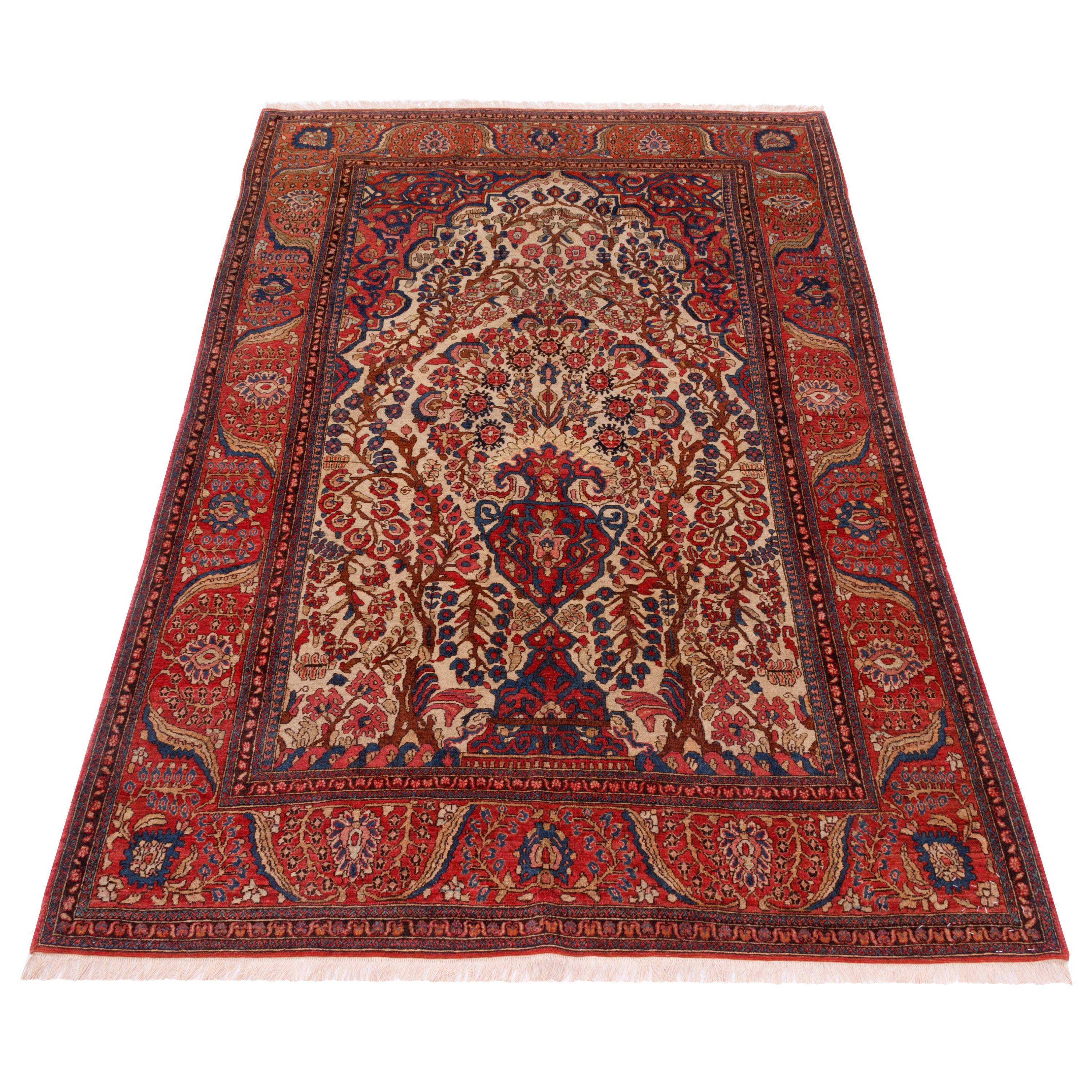 سجادة اصفهان يدوية — محرابي | صوف / قطن السدى | 140 × 210 سم | SKU 10200032