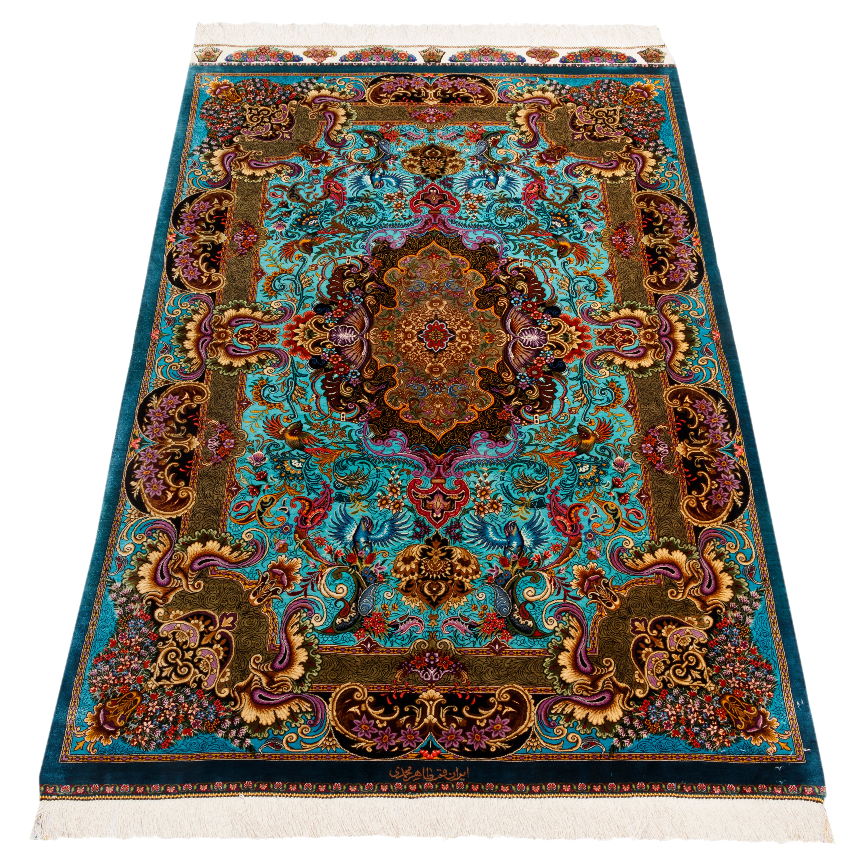 Qom Handmade Carpet — Lachak Toranj | Full Silk | 100 × 150 cm | SKU 10100200