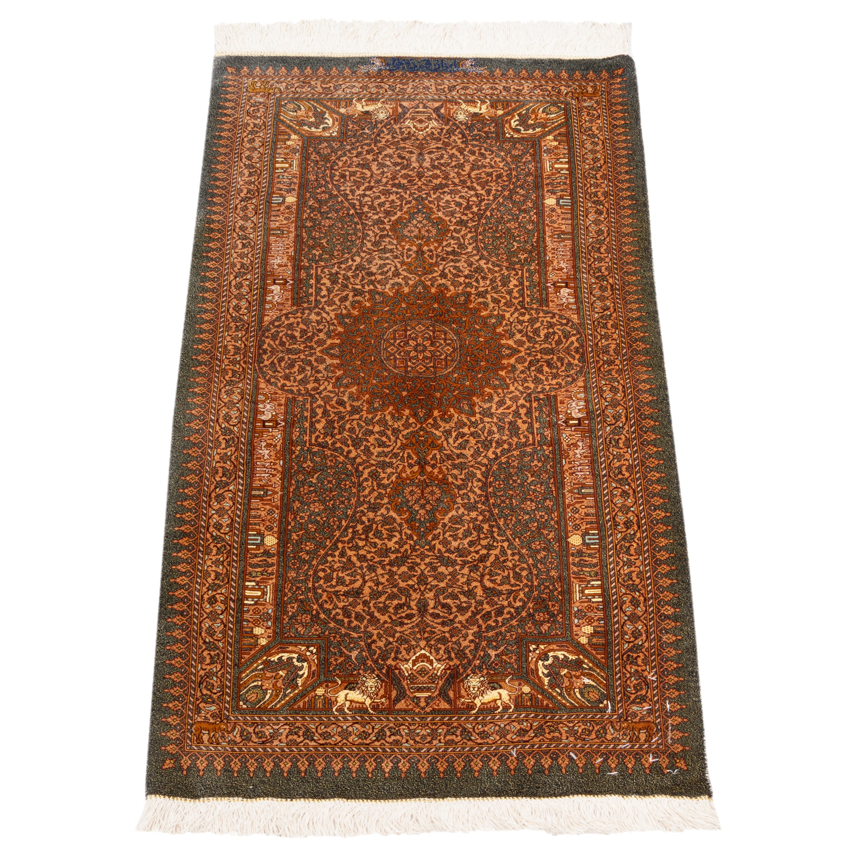 سجادة قم يدوية — لشك ترنج | حرير بالكامل | 47 × 98 سم | SKU 10000252