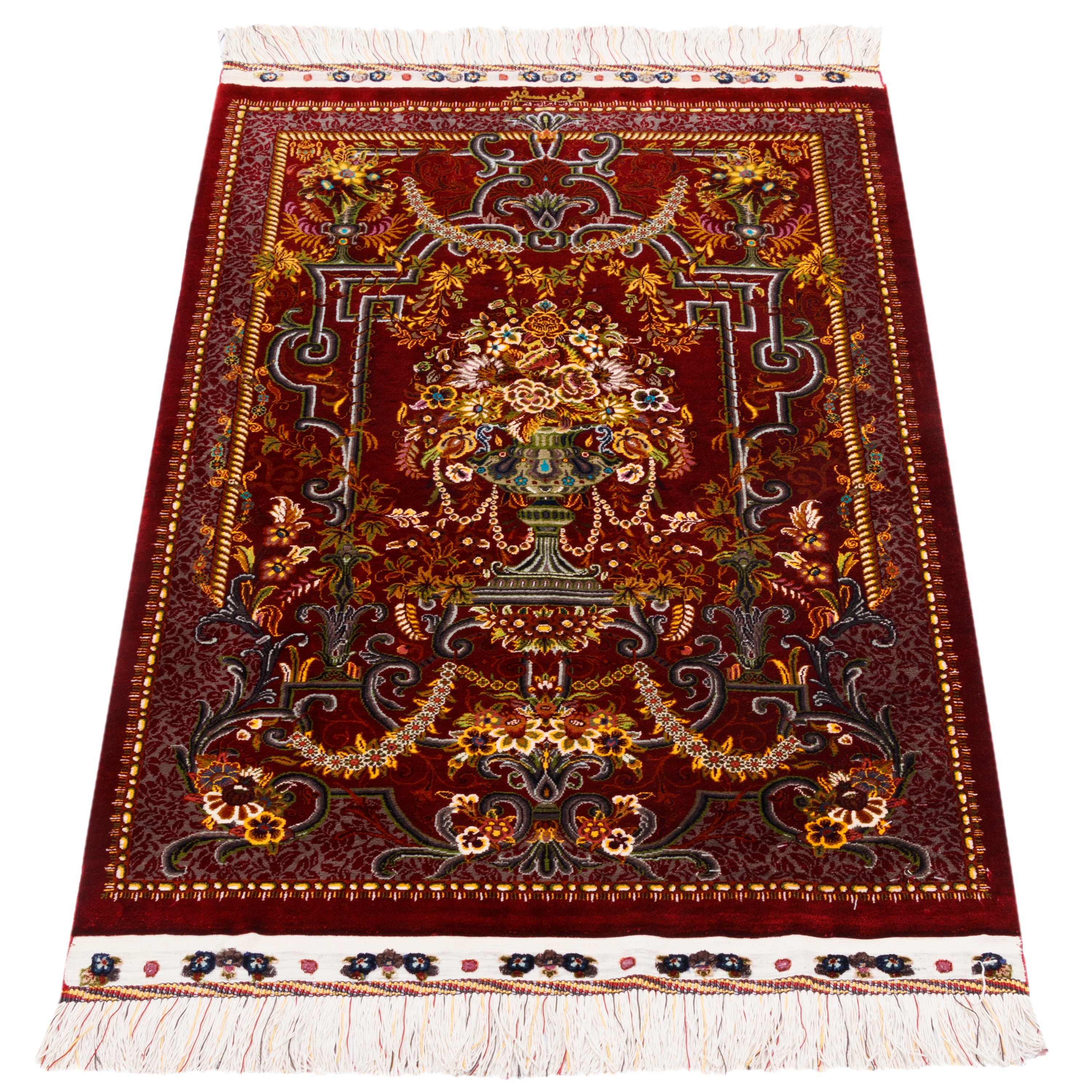 Qom Handmade Carpet — Goldani | Full Silk | 60 × 90 cm | SKU 10000263