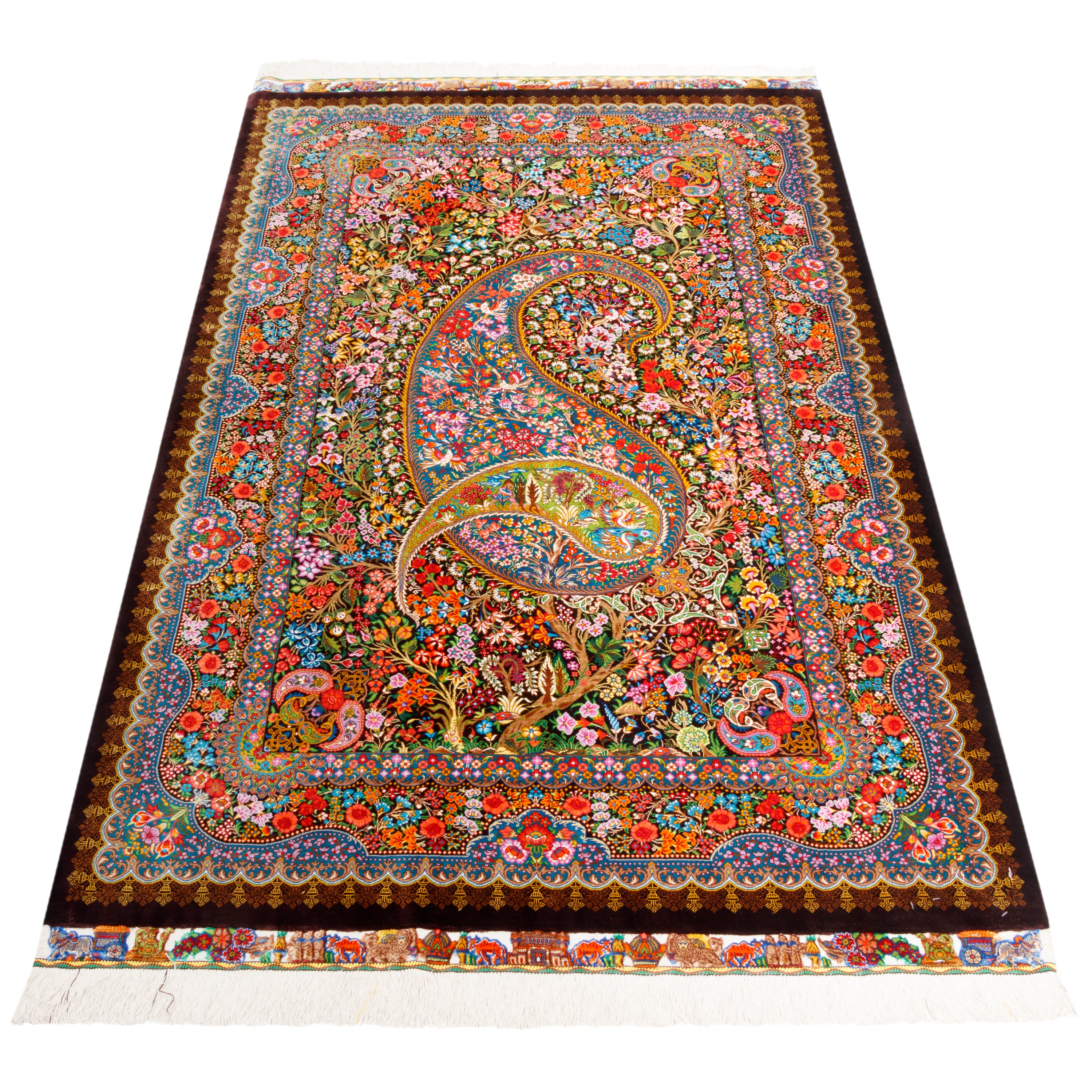 سجاد قم يدوي — ساراسار | حرير كامل | 100 × 150 سم | رمز المنتج 10100195