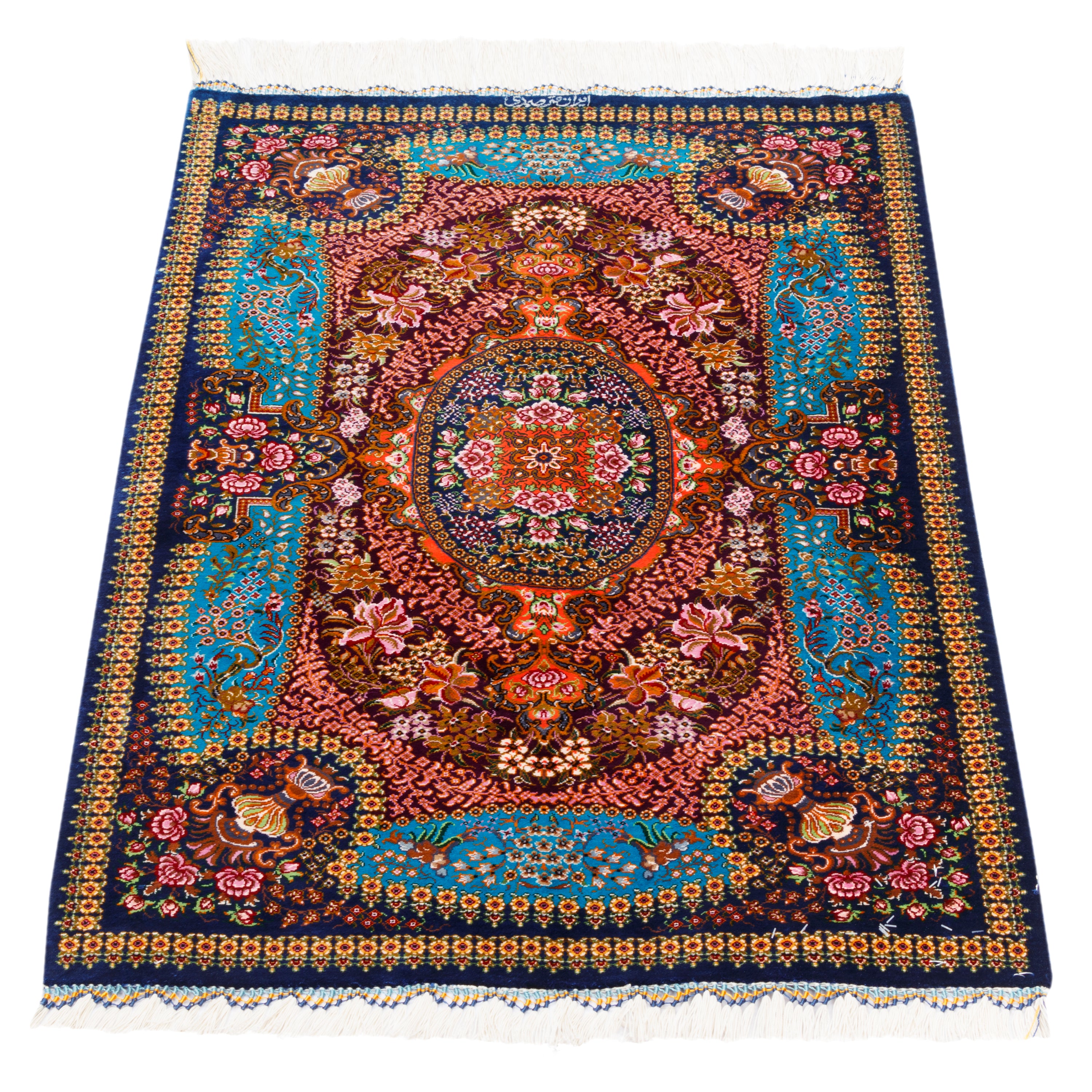 Qom Handmade Carpet — Lachak Toranj | Full Silk | 58 × 89 cm | SKU 10000266